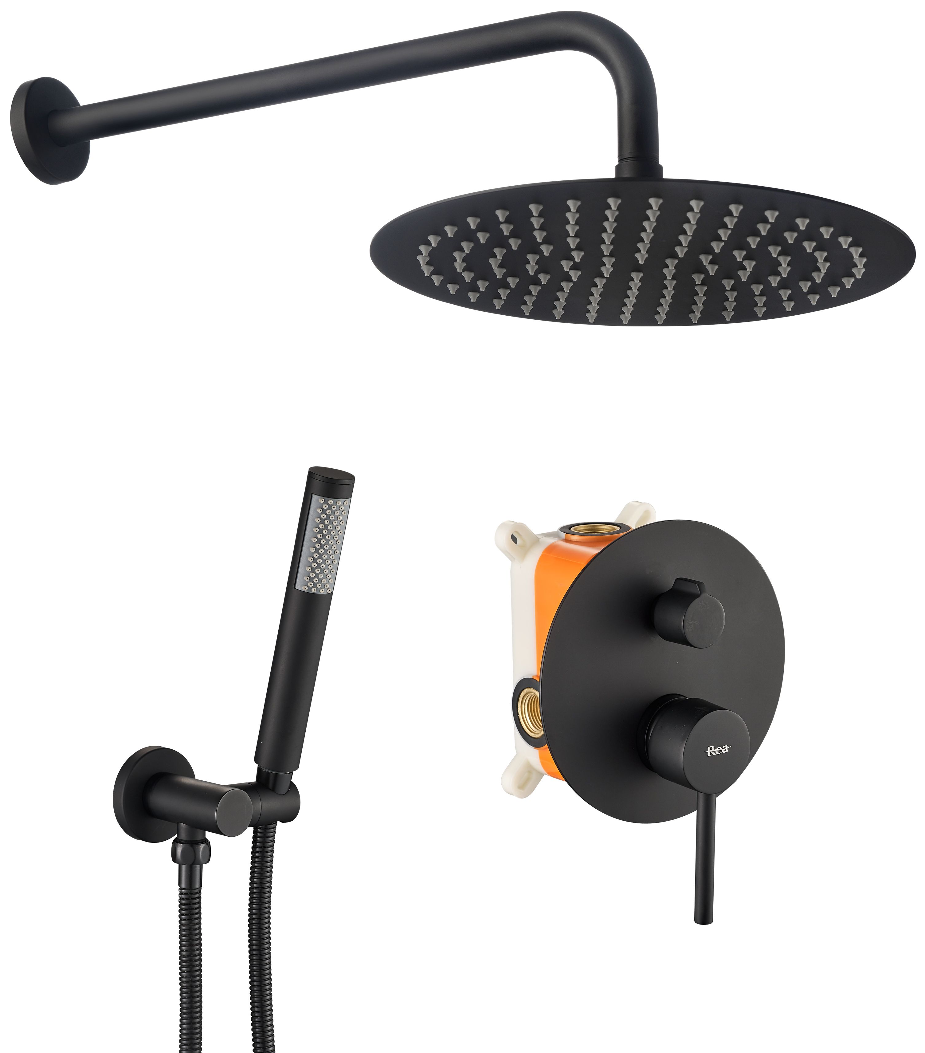 REA Inbyggt Duschset LUNGO Svart, 36x16x36,5cm