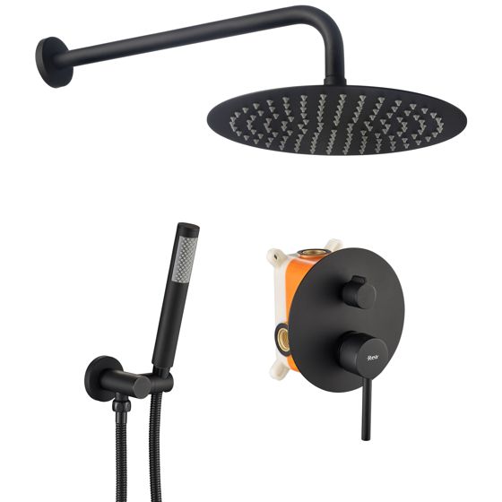 REA Inbyggt Duschset LUNGO Svart, 36x16x36,5cm