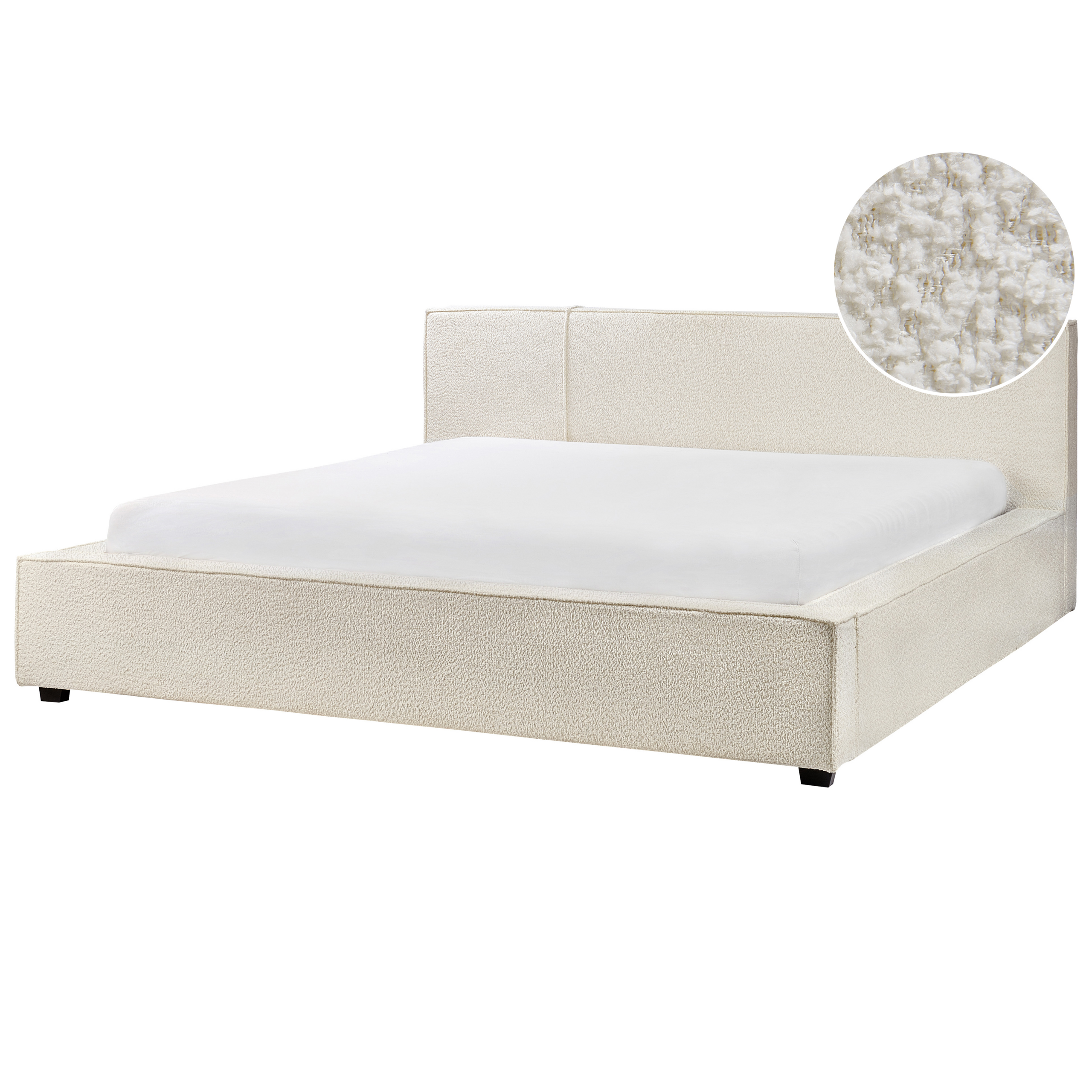 Säng med lamellram Bouclé MIRANDE 180 x 200 cm Off-White