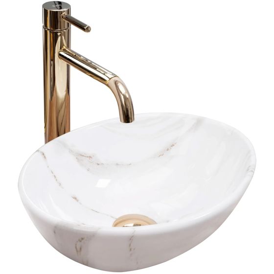 REA Bänkskål SOFIA MINI AIAX SHINY Vit, 35x27x13cm