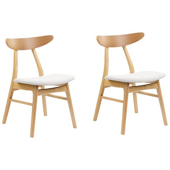 Set med 2 matstolar LYNN Trä Ljusbrun/ Grå