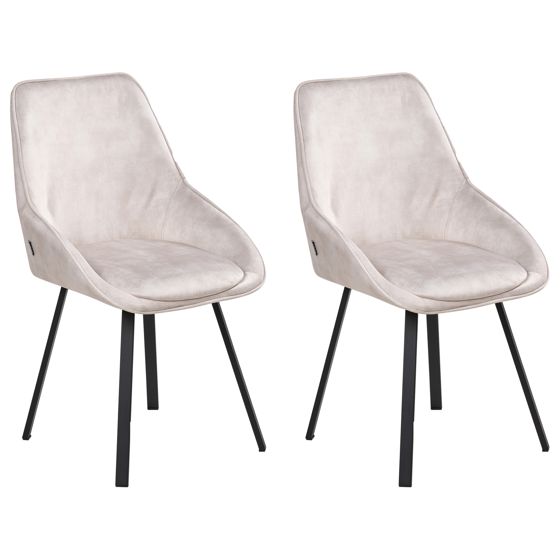 Set med 2 matstolar Vridbar TERLTON Sammet Ljusbeige