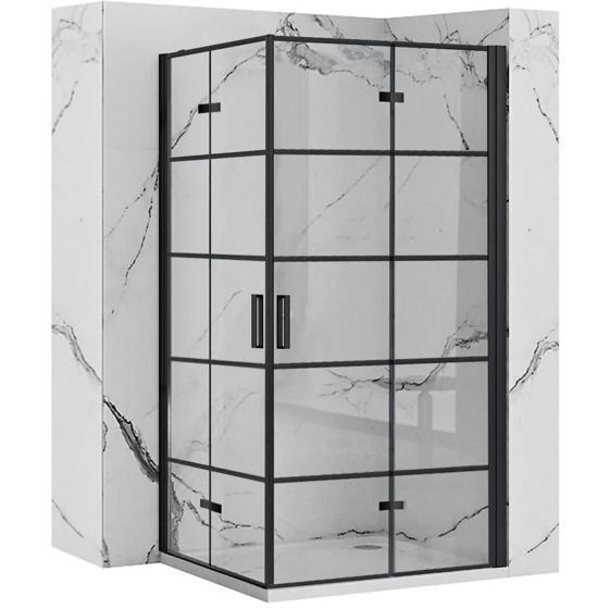 REA Duschkabin MOLIER DOUBLE 80X80 Svart, 80x80x190cm