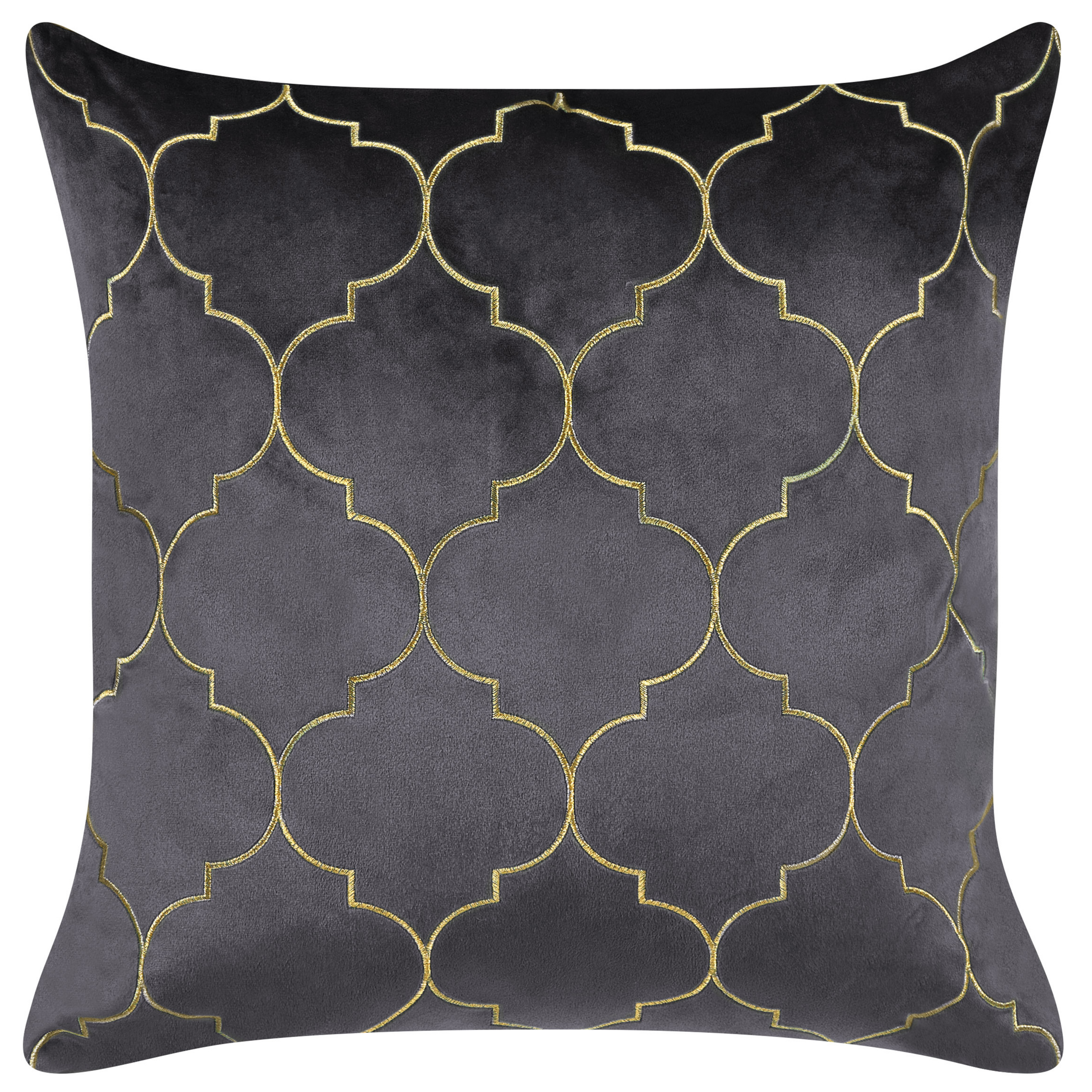 Set med 2 prydnadskuddar ALYSSUM 45 x 45 cm Sammet Grå Trellismönster