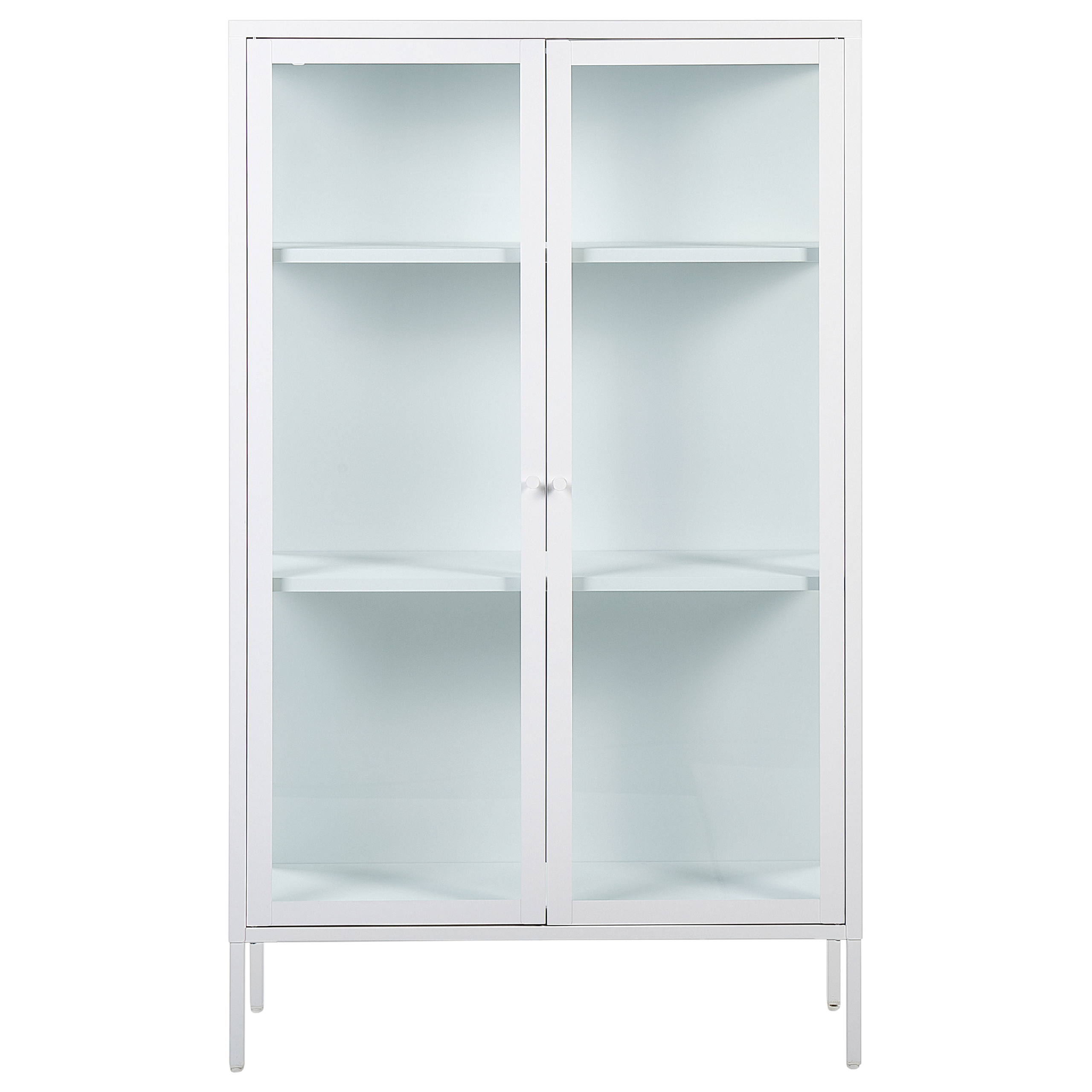Vitrinskåp i glas NASH 90 cm Metall Vit