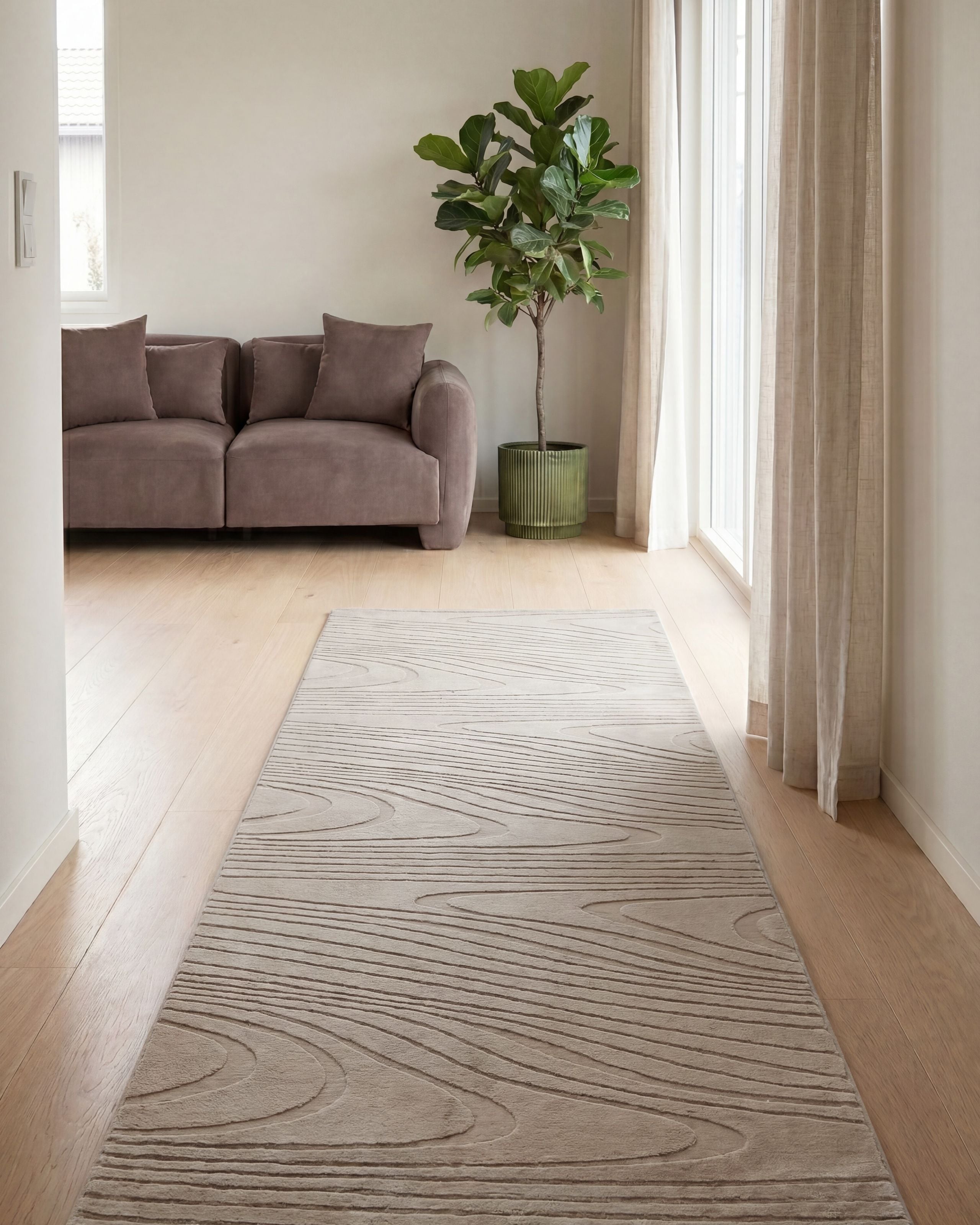 Fuskpälsmatta ONTAKE Beige 80 x 300 cm