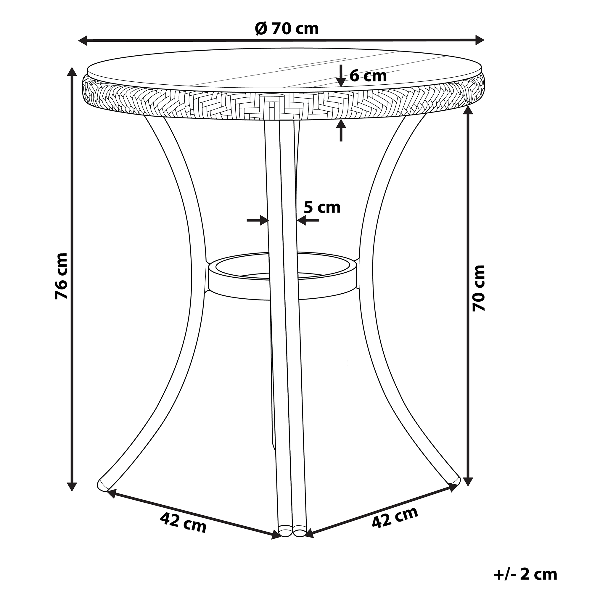 Bistrobord RIFREDDO 70 cm 70 cm Härdat glas Svart