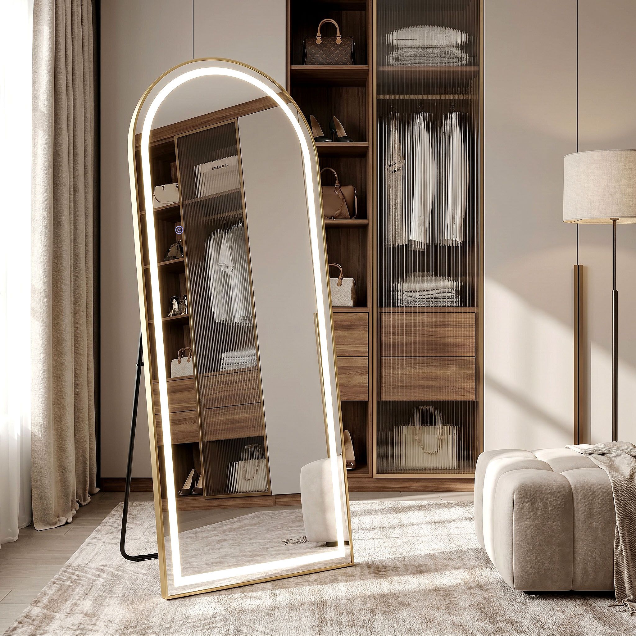 REA spegel ORBIT 50x160 LED Borstat guld 3x50x160cm
