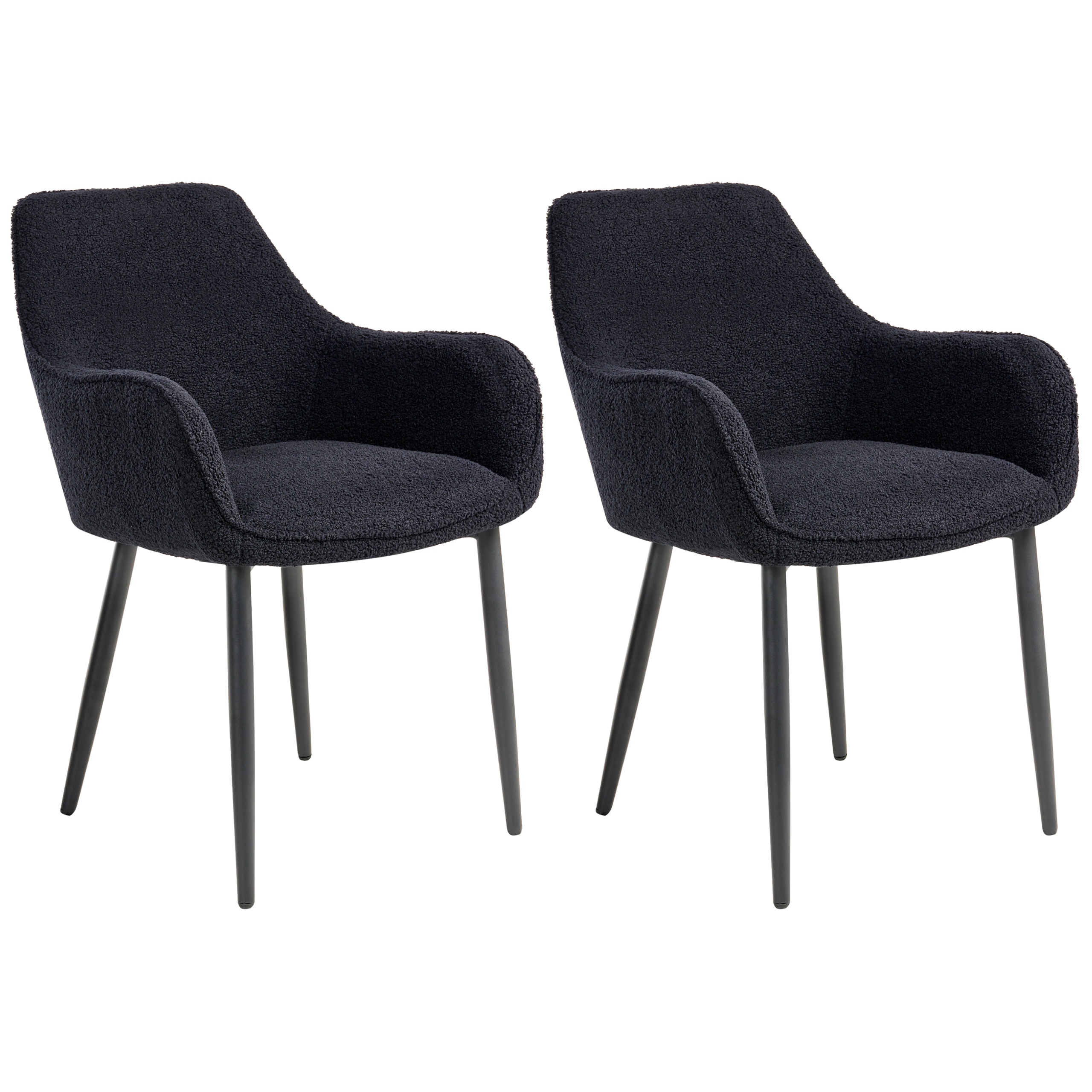 Set med 2 matstolar ALDEN Bouclé Svart