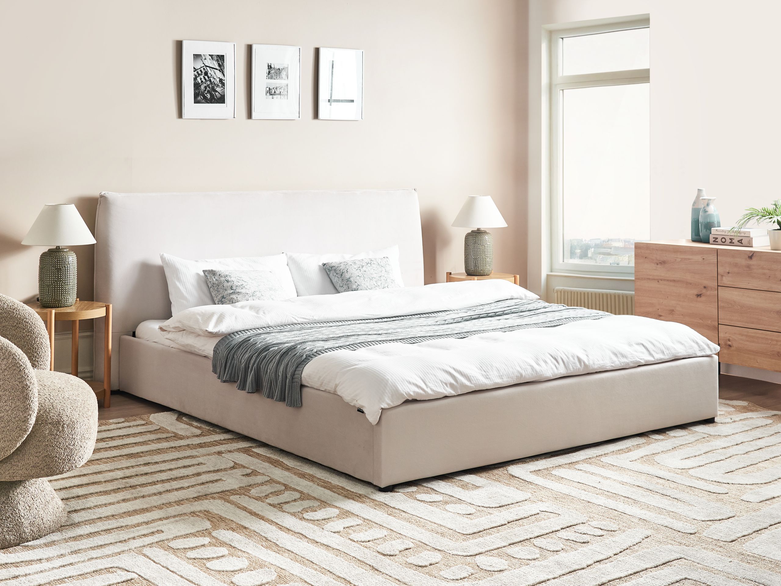 Säng med lamellram Sammet LAVAUR 180 x 200 cm Off-White