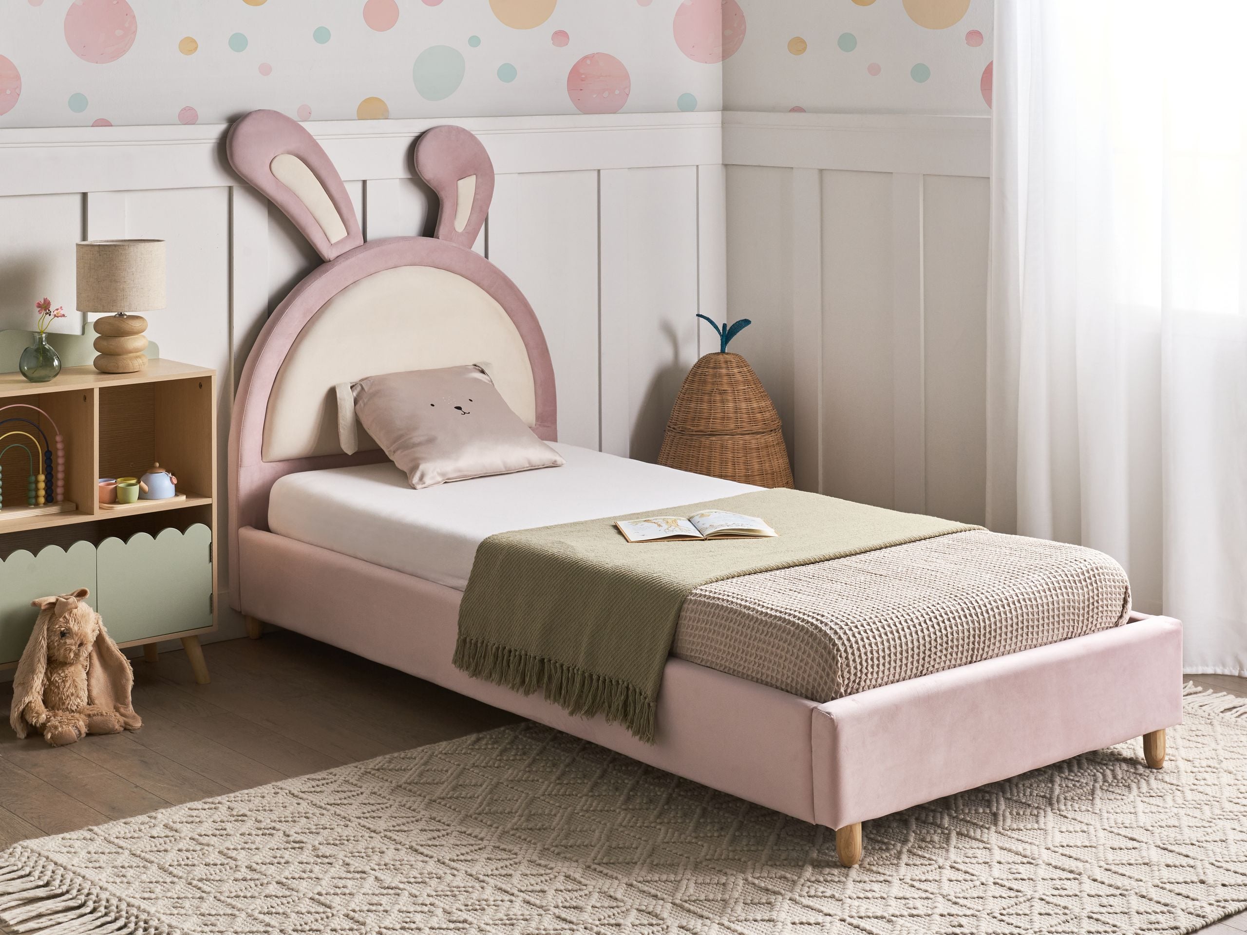 Barnsäng Kanin Sammet LALLIAS 90 x 200 cm Rosa