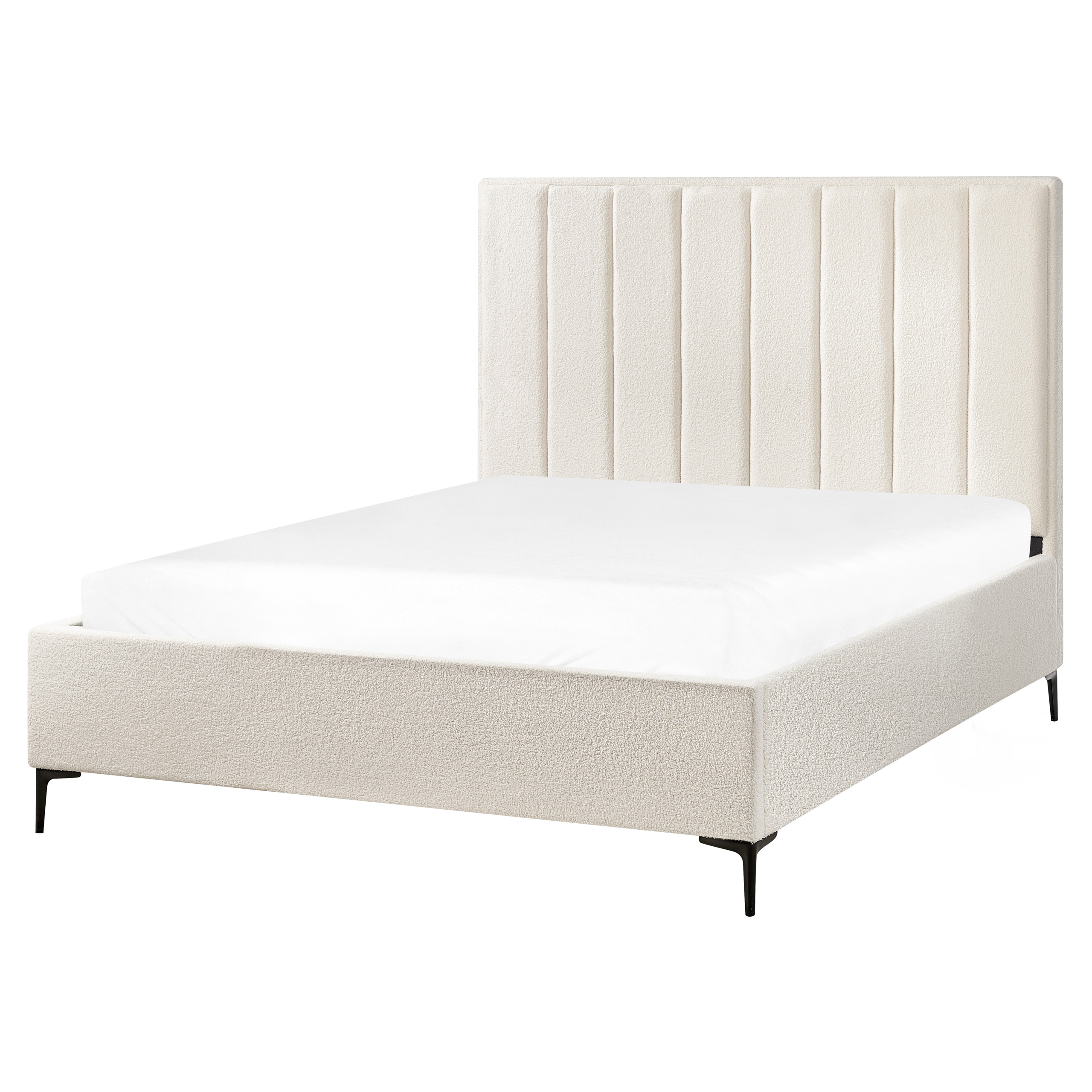 Säng med förvaring SEZANNE Bouclé Off-White 160 x 200 cm