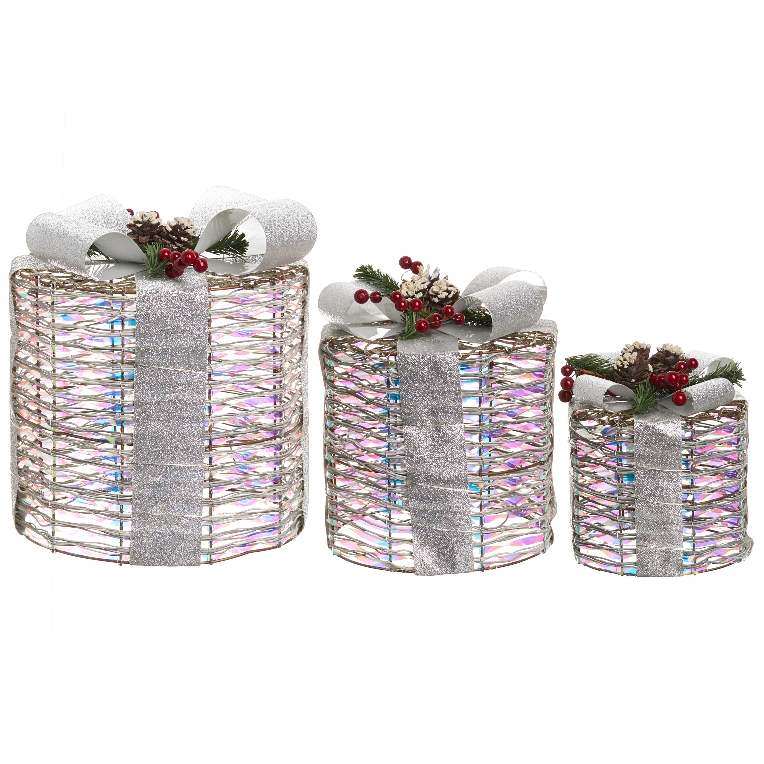 Set med 3 juldekorationer LED JULSO 20/25/30 cm Julklappar Silver