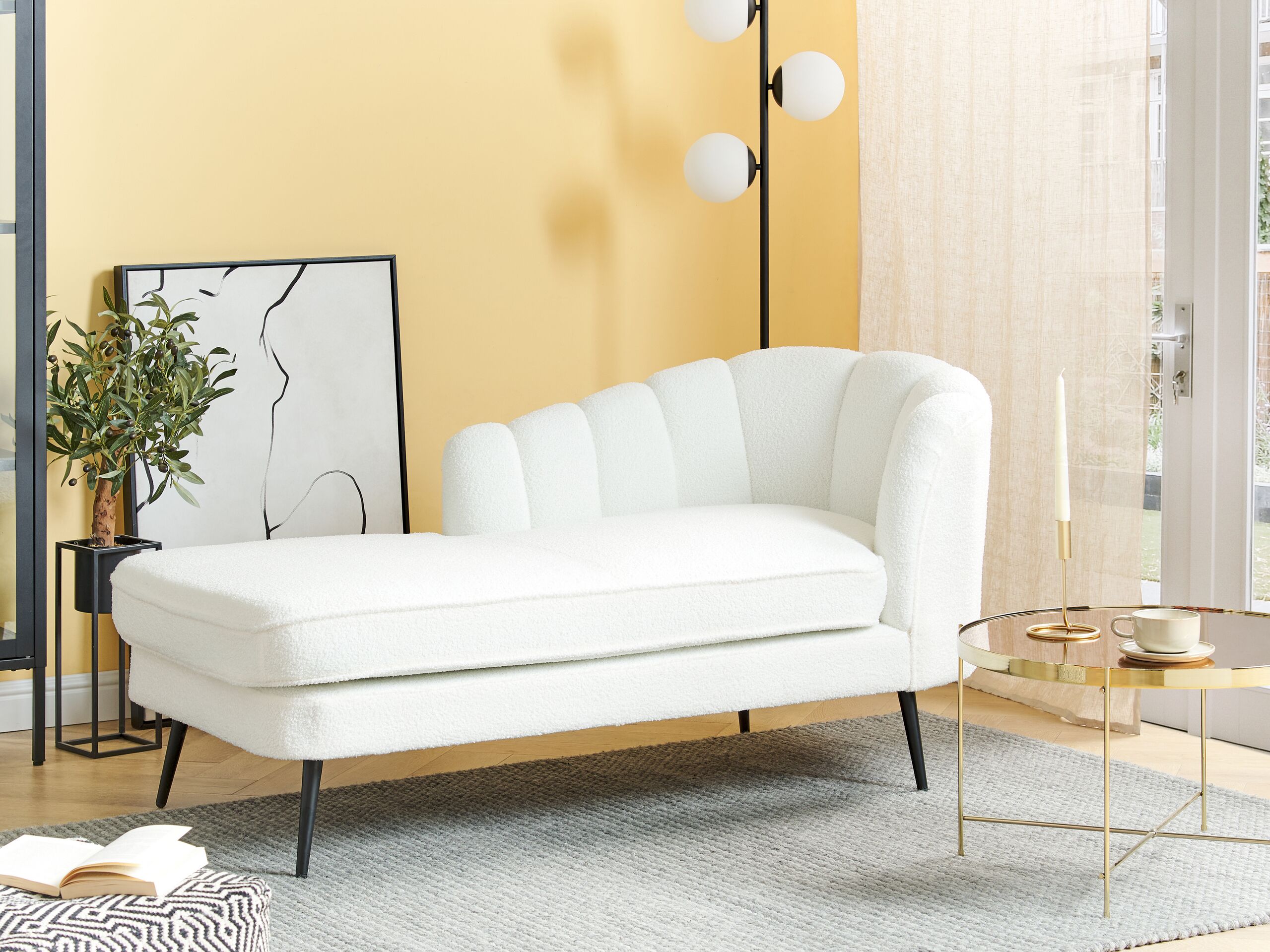 Högervänd schäslong ALLIER Bouclé Off-White