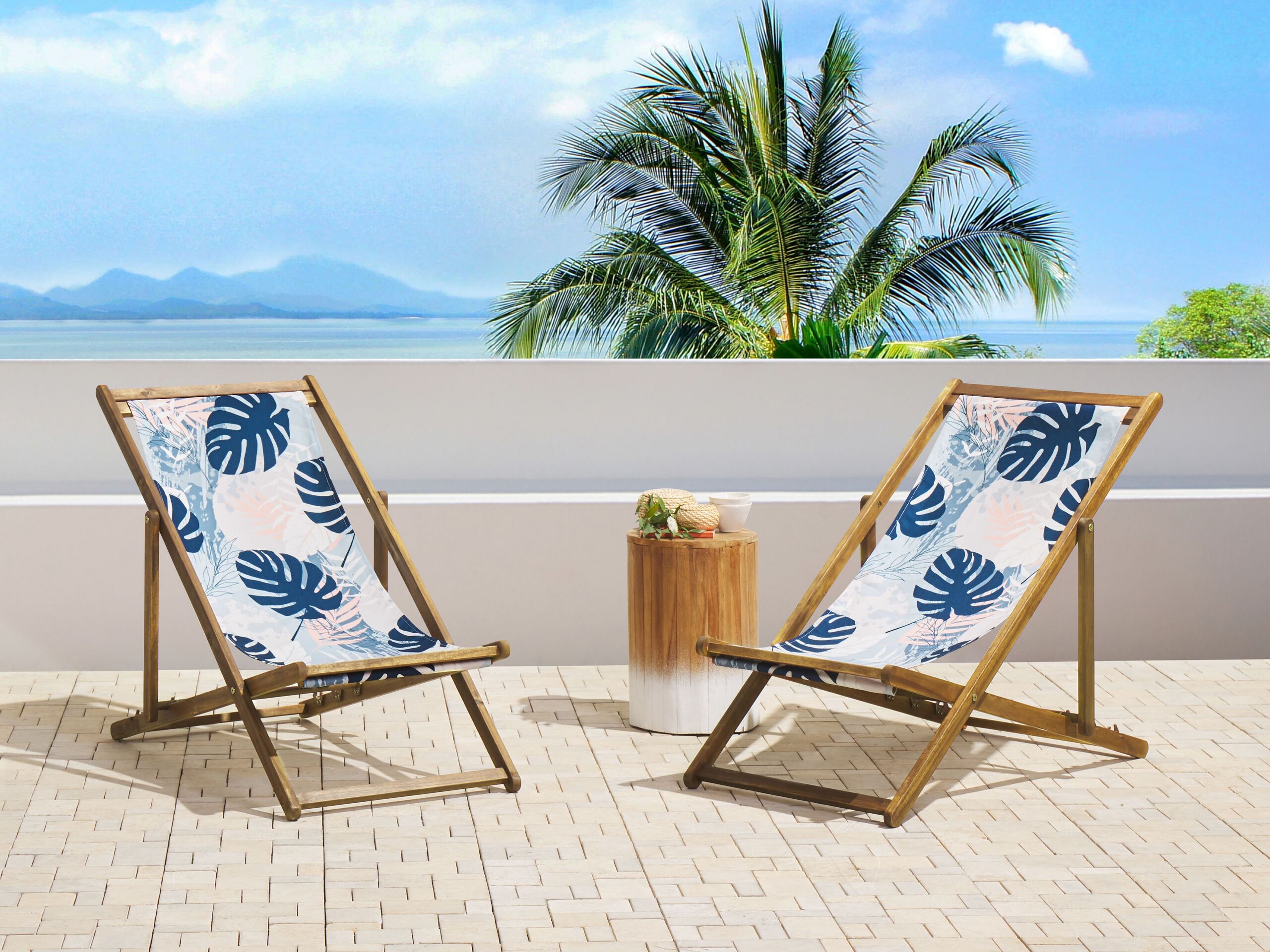 Set med 2 ersättningstyger för solstol ANZIO/AVELLINO 113 x 44 cm Blå