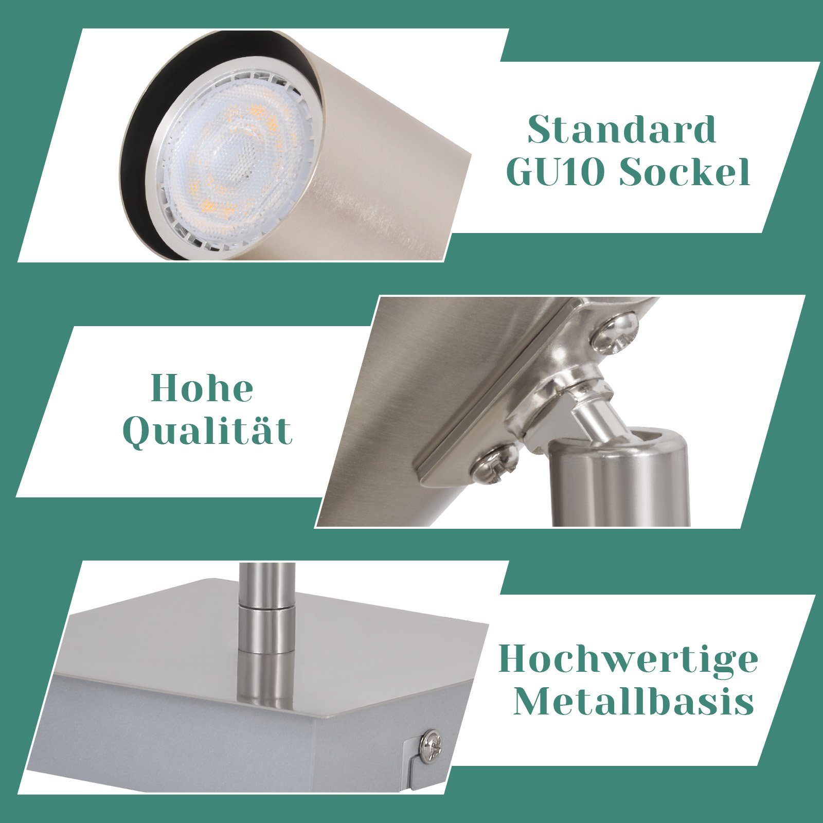 NETTLIFE Takspotlight 1 låga halllampa GU10 - LED-takspotlight nickel 330° Utan glödlampor