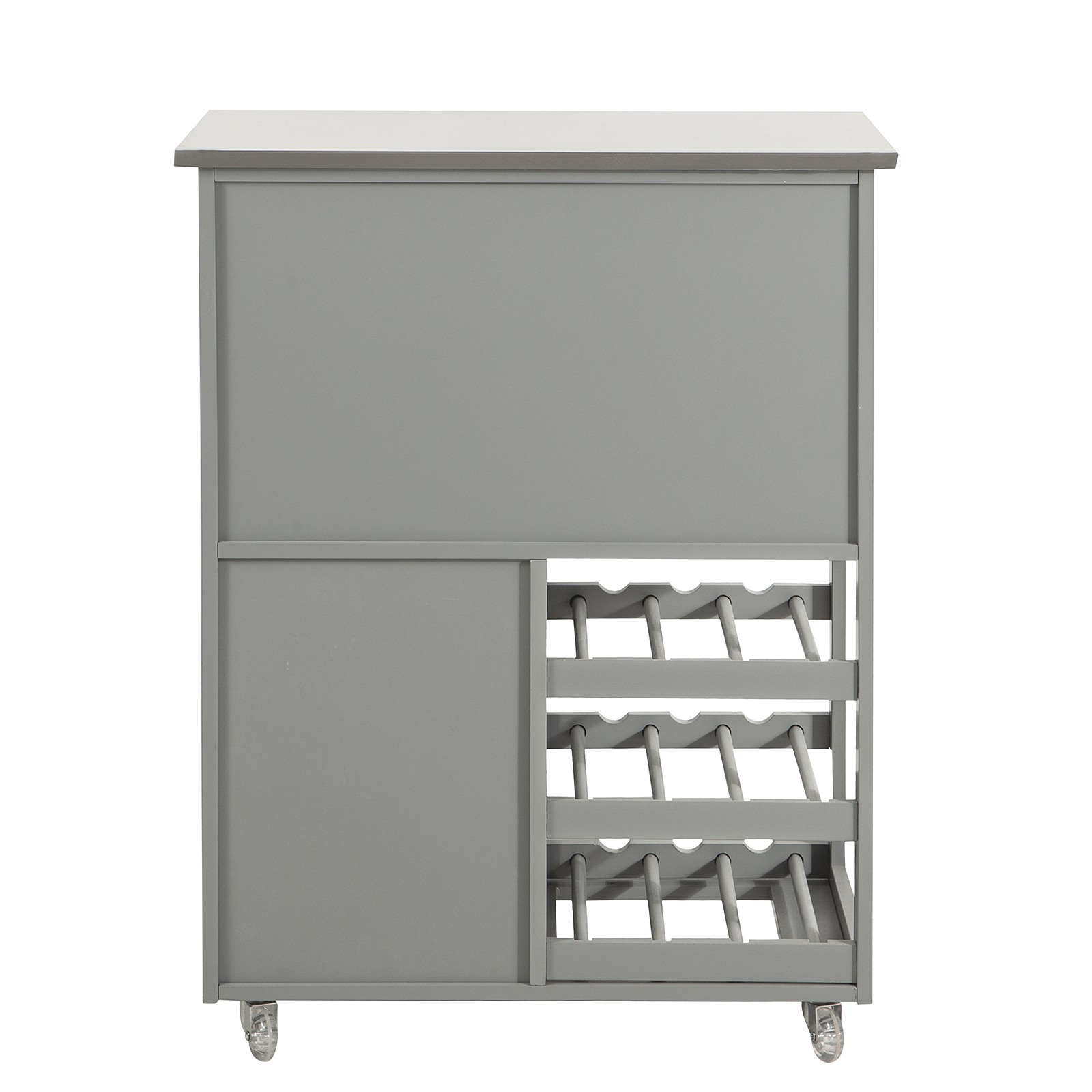 SoBuy Köksvagn med hjul – Multifunktionell rullande förvaringsvagn, köksö med vinställ – Mobil skänk för små kök, matsal och trädgårdsbruk grå 67x86x38cm FKW45-HG