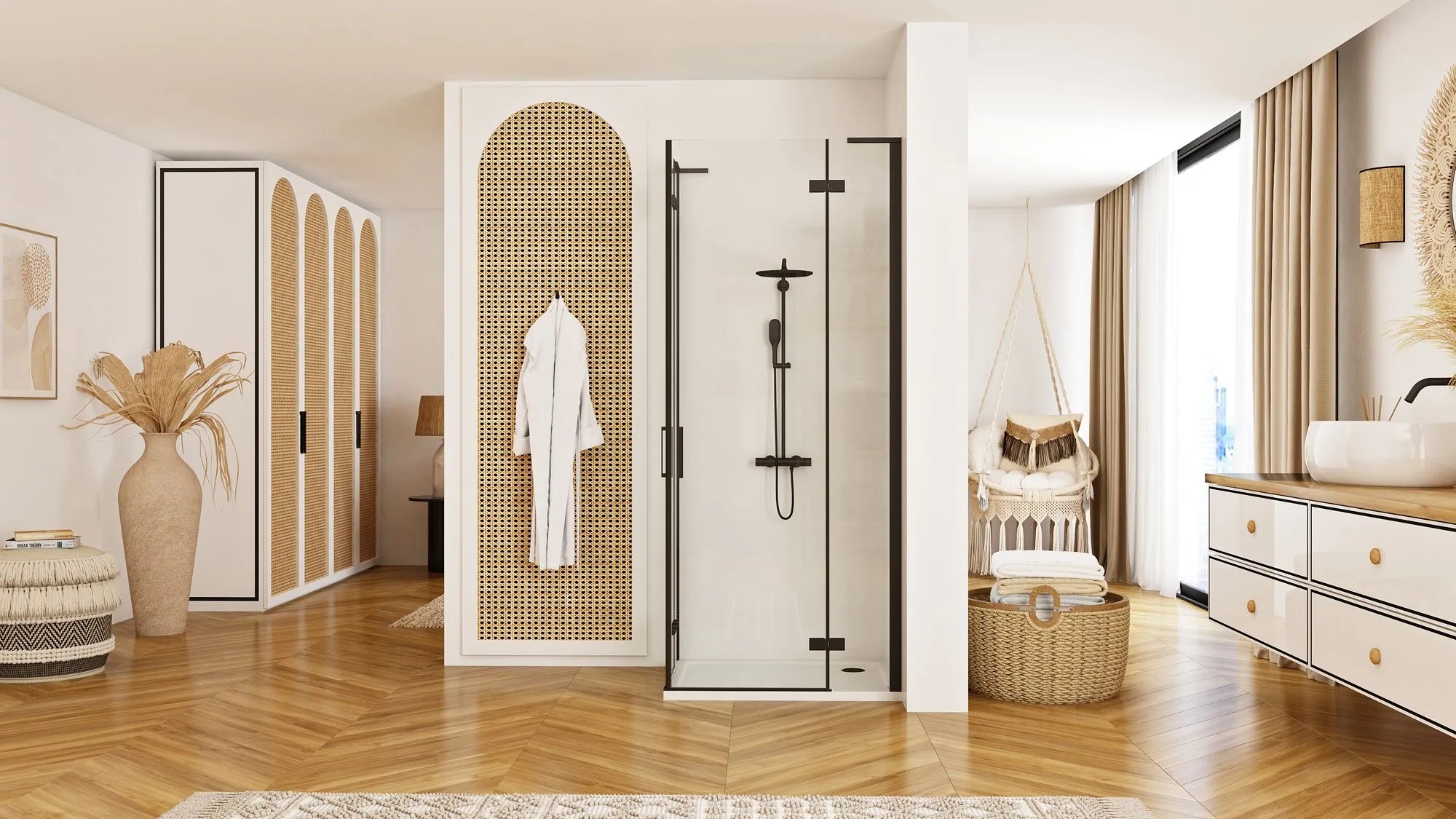 REA Duschkabin HUGO 80x80 Svart, 78x78x200,5cm