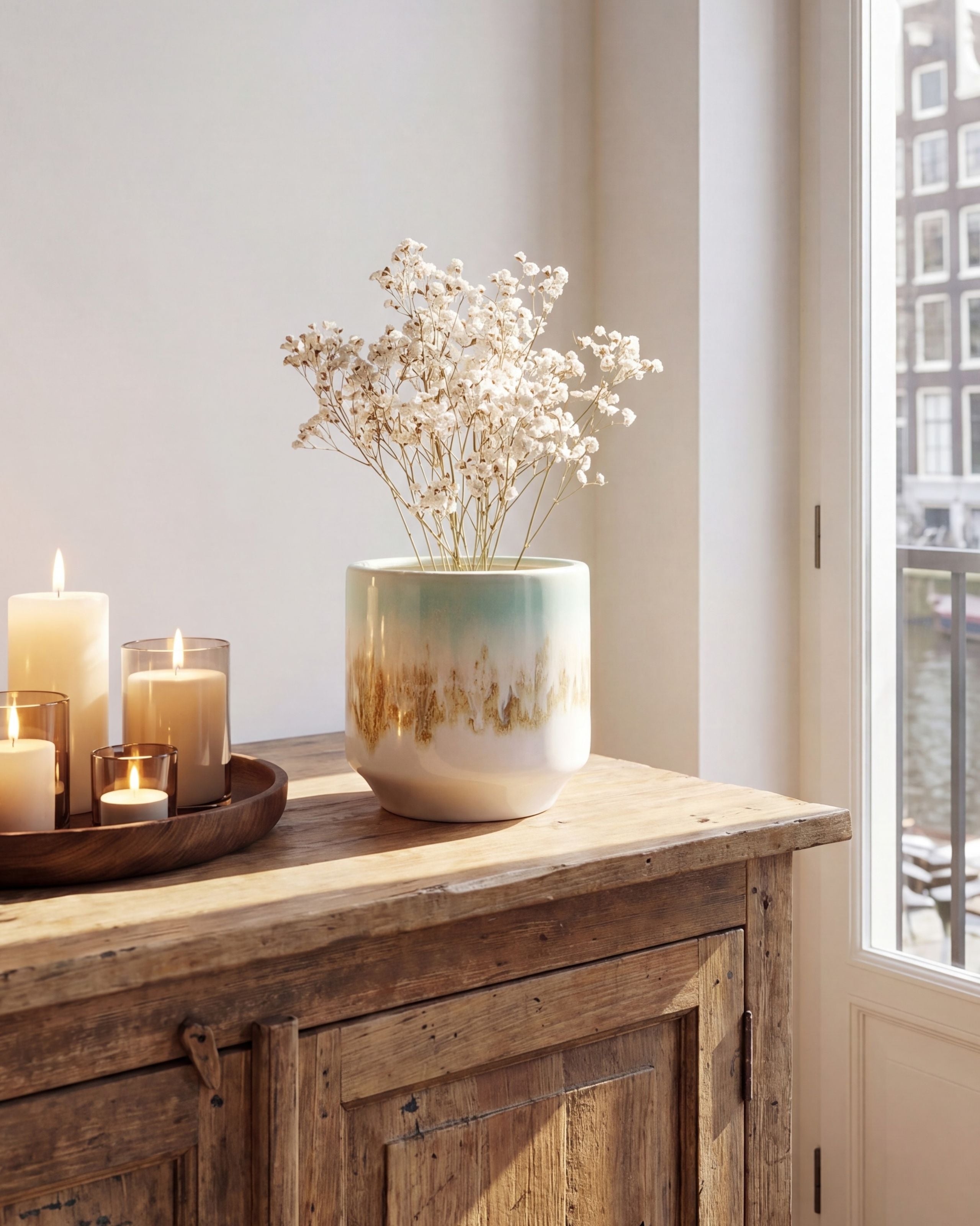 Blomvas CYME 15 cm Stengods Mintgrön