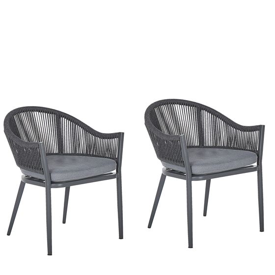 Set med 2 stolar med dynor MILETO Metall Grå