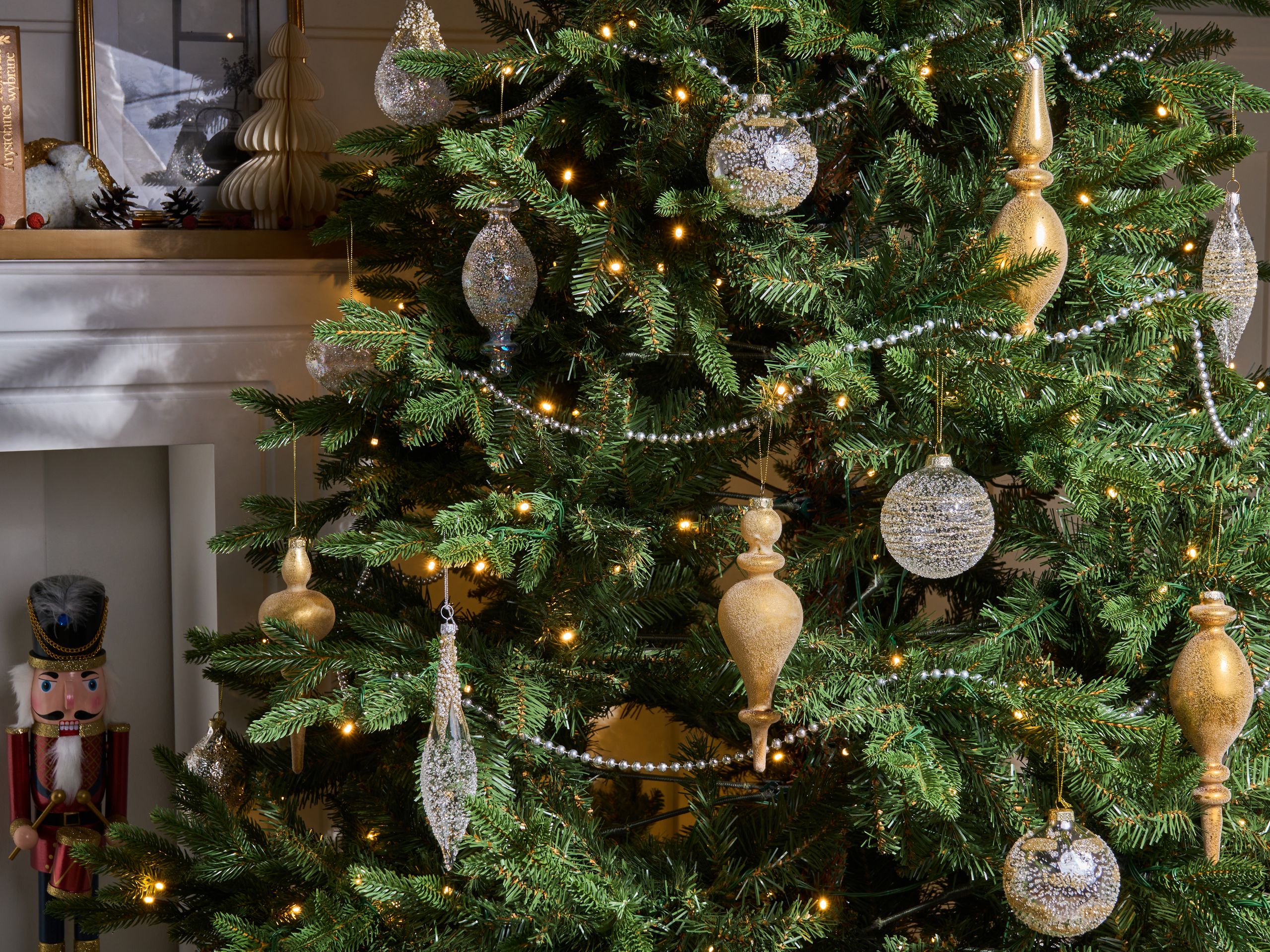 Set med 25 julgranskulor ICICLE Glas Transparent/ Guld