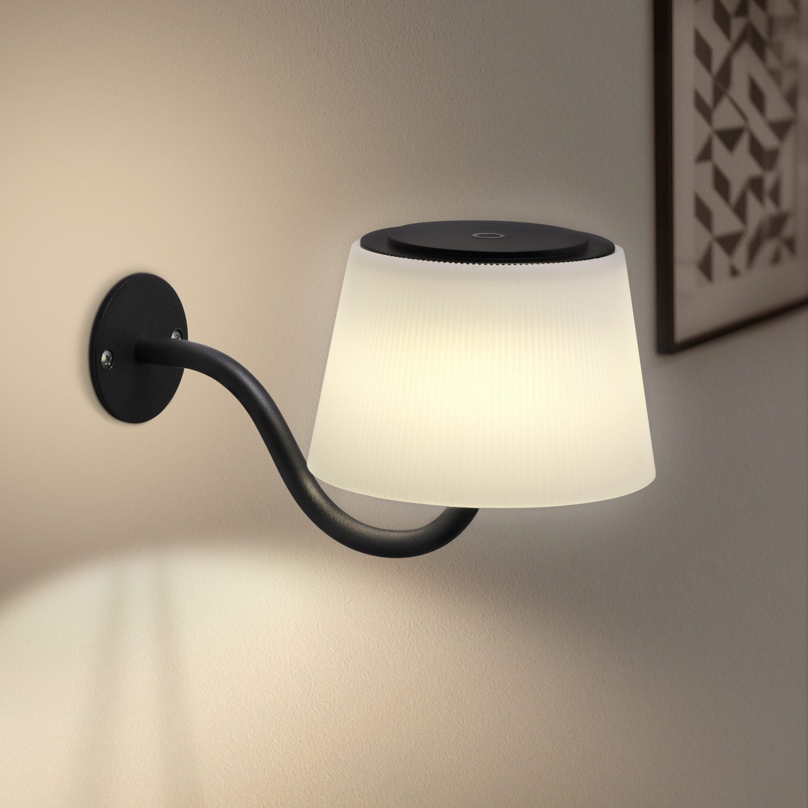 NETTLIFE Vägglampa för inomhusbruk Batteridriven: 2 dimbara LED-vägglampor med strömbrytare, moderna svarta trådlösa vägglampor