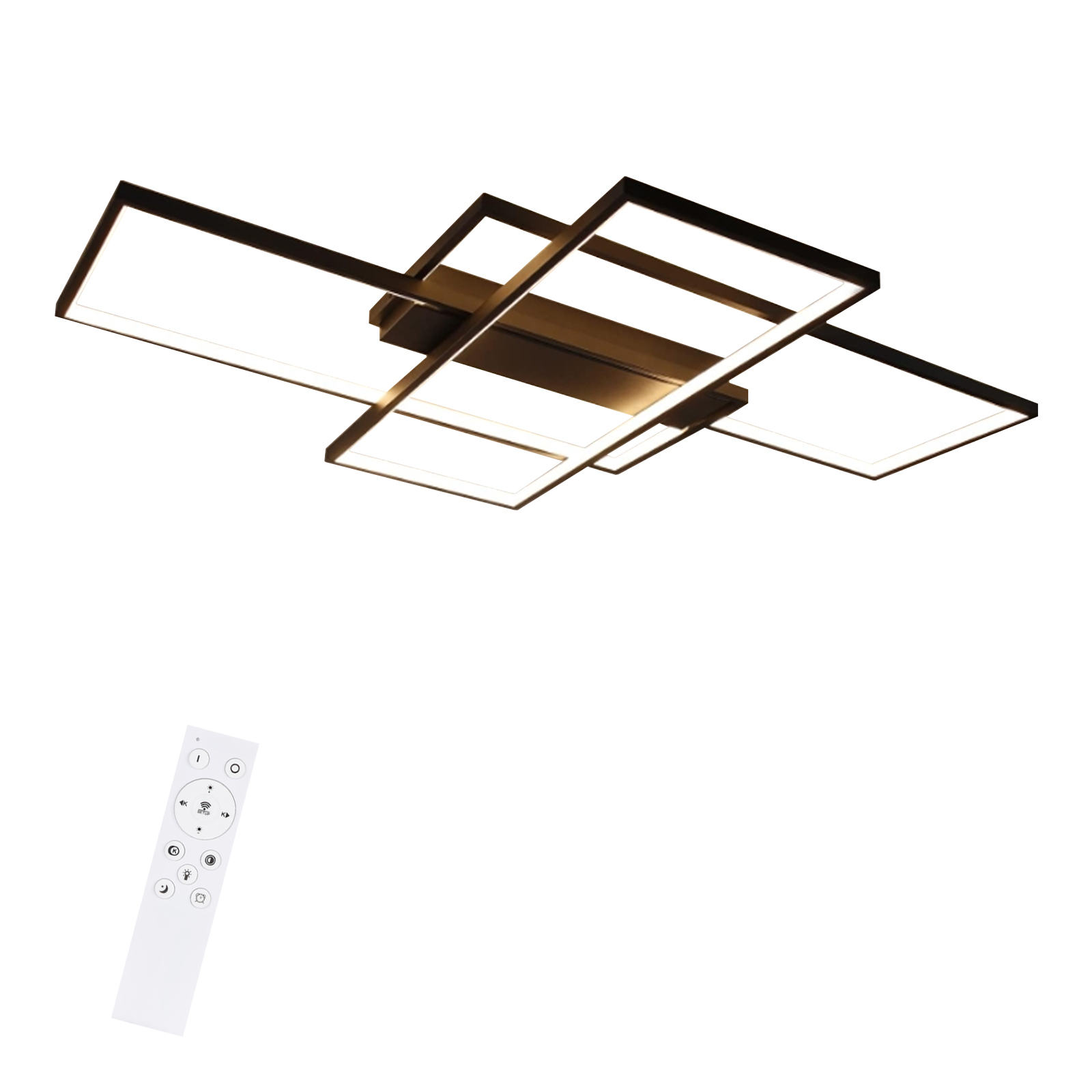 NETTLIFE Mattsvart LED-taklampa 3-delad, 100x70x8 cm, 88W, med fjärrkontroll