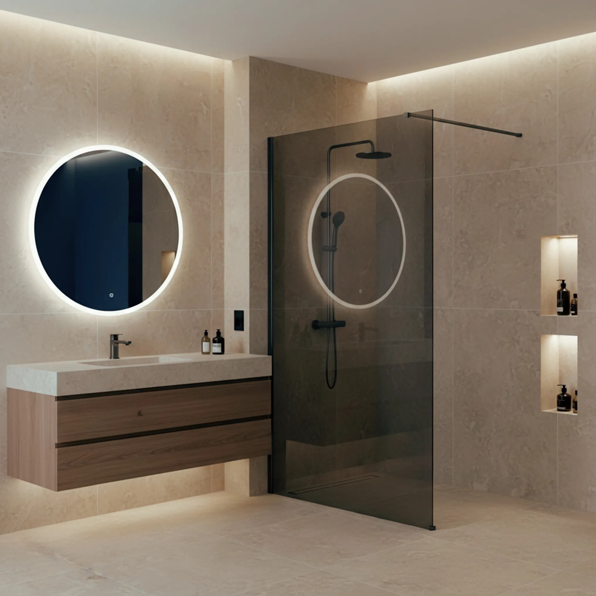 REA Duschvägg Flexi Grey 120 Titan, 120x120x195cm