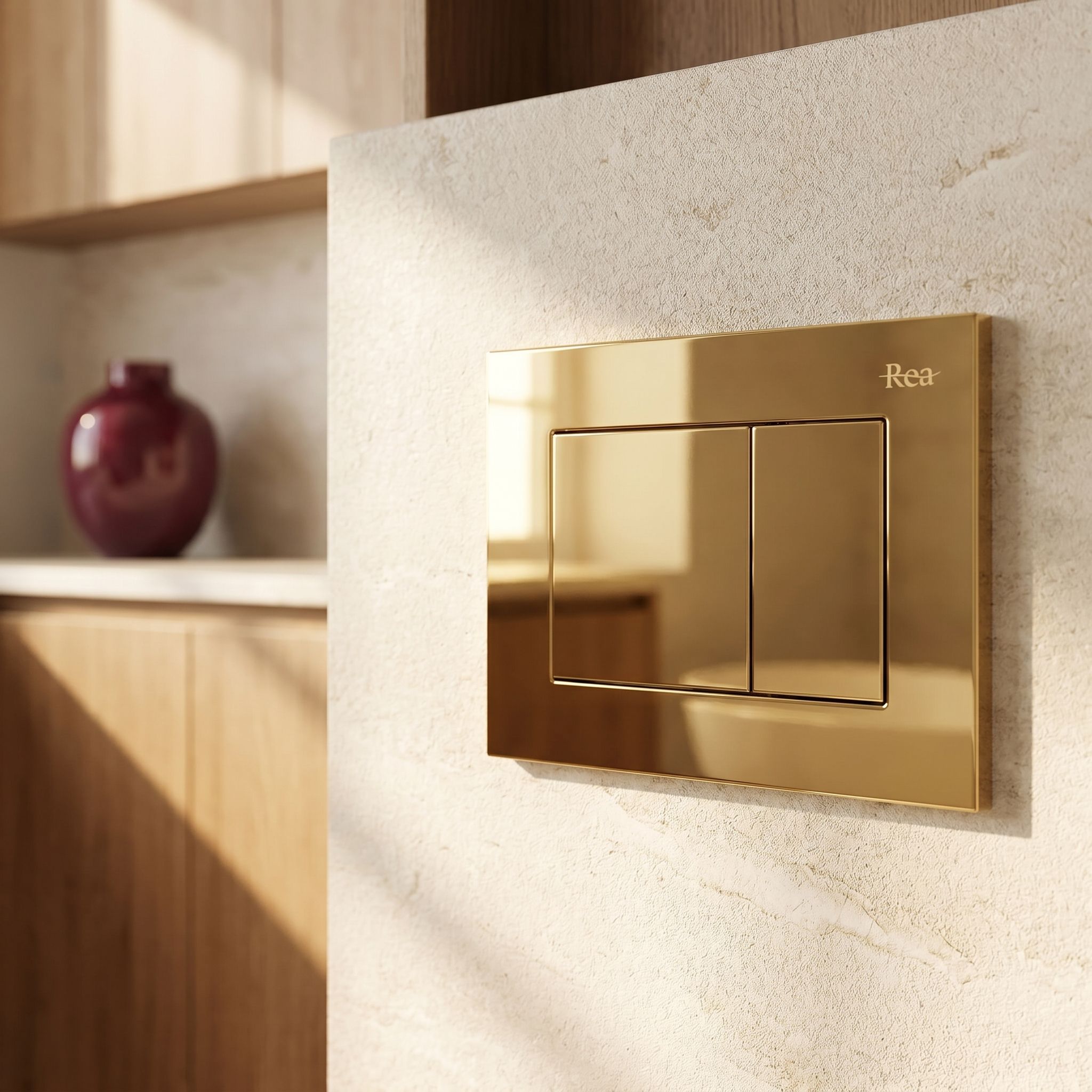 REA Spolknapp För Inbyggnadsfixtur J Guld, 4x24,5x16,5cm