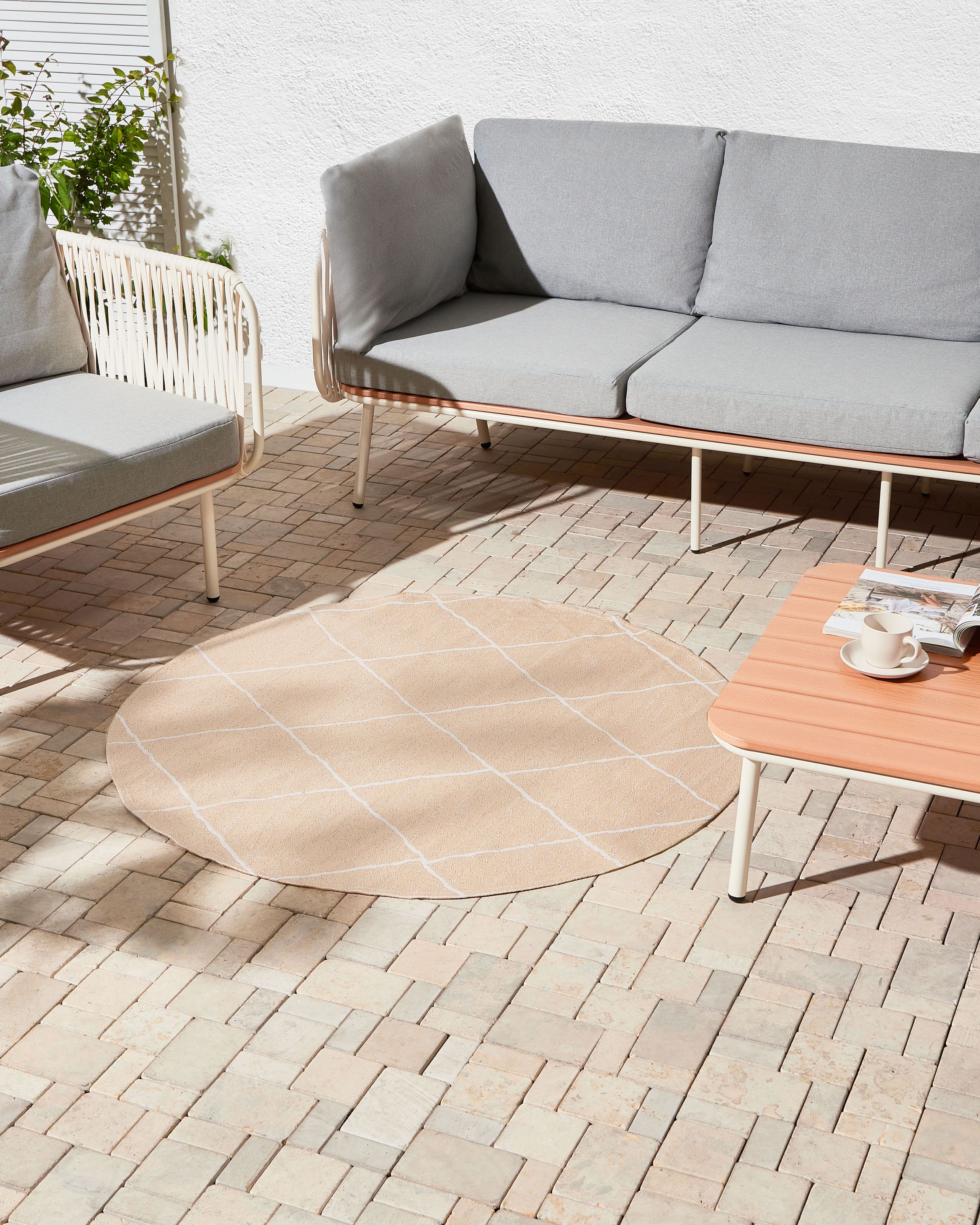Utomhusmatta GWALIOR Beige ø 120 cm
