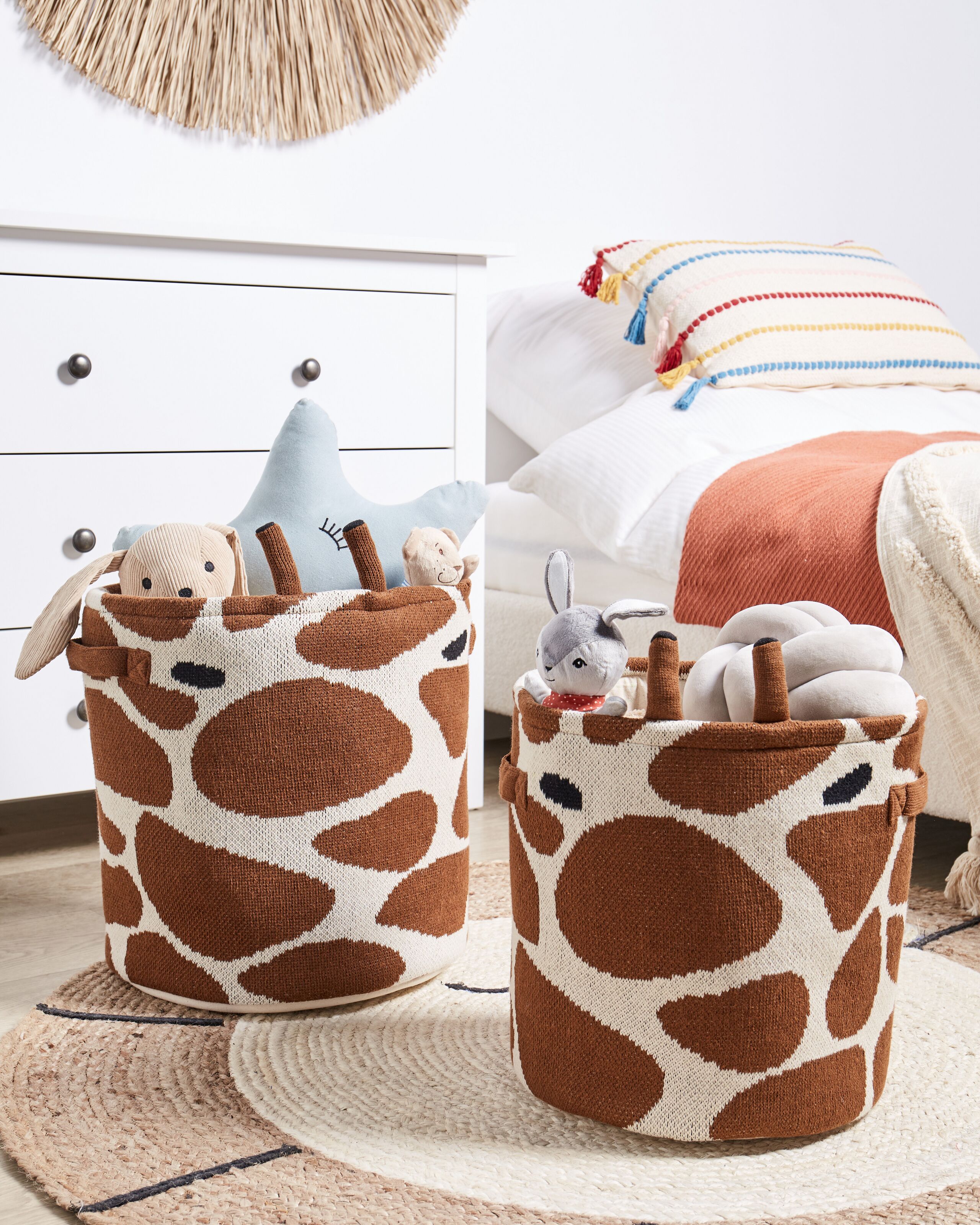 Set med 2 barnkorgar Giraff POMANG Bomull Brun