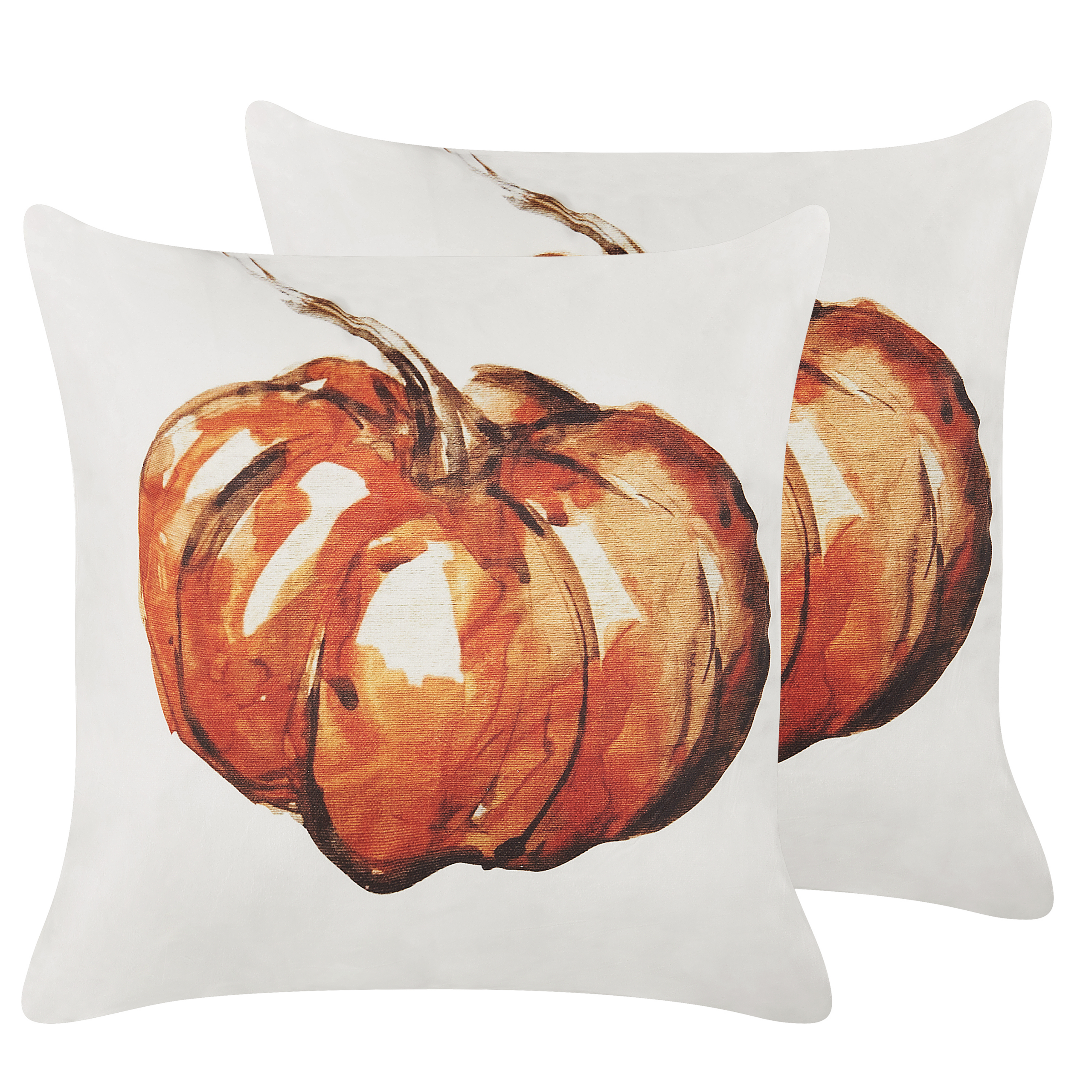 Set med 2 prydnadskuddar CURBITA 45 x 45 cm Sammet Beige Växtmotiv