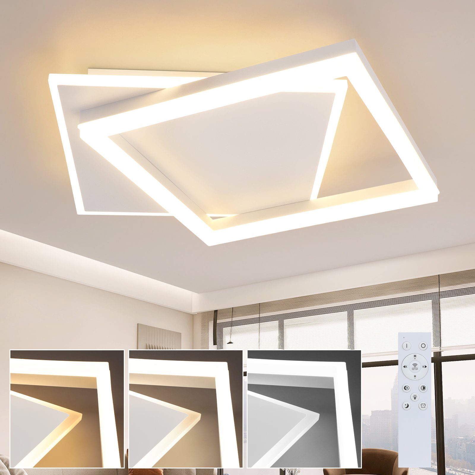 NETTLIFE LED - taklampa för vardagsrum, sovrum, dimbar, med fjärrkontroll, 42 W
