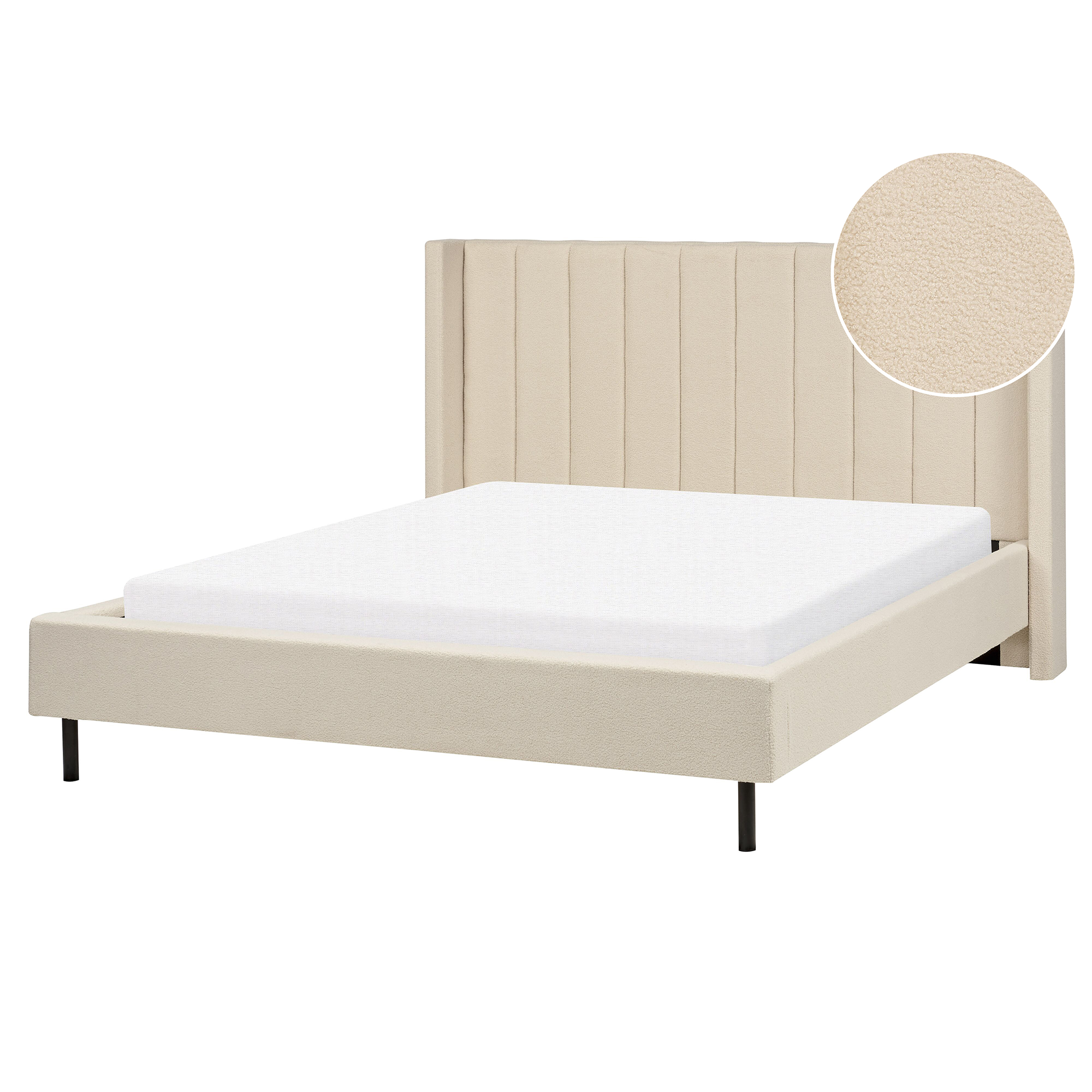 Säng med lamellram Bouclé VILLETTE 160 x 200 cm Beige