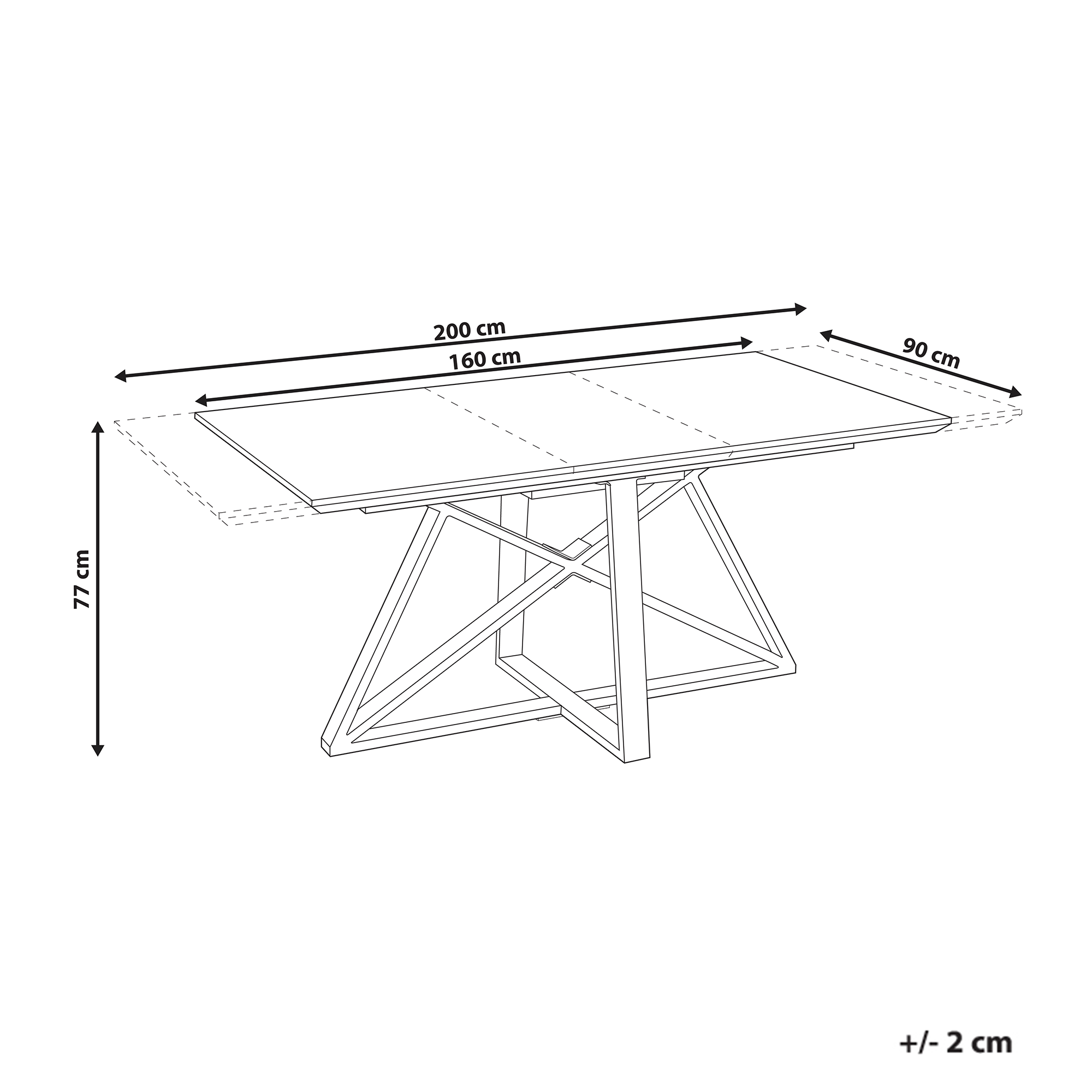 Förlängningsbart matbord MAXIMUS Vit marmor 160/200 cm 90 cm