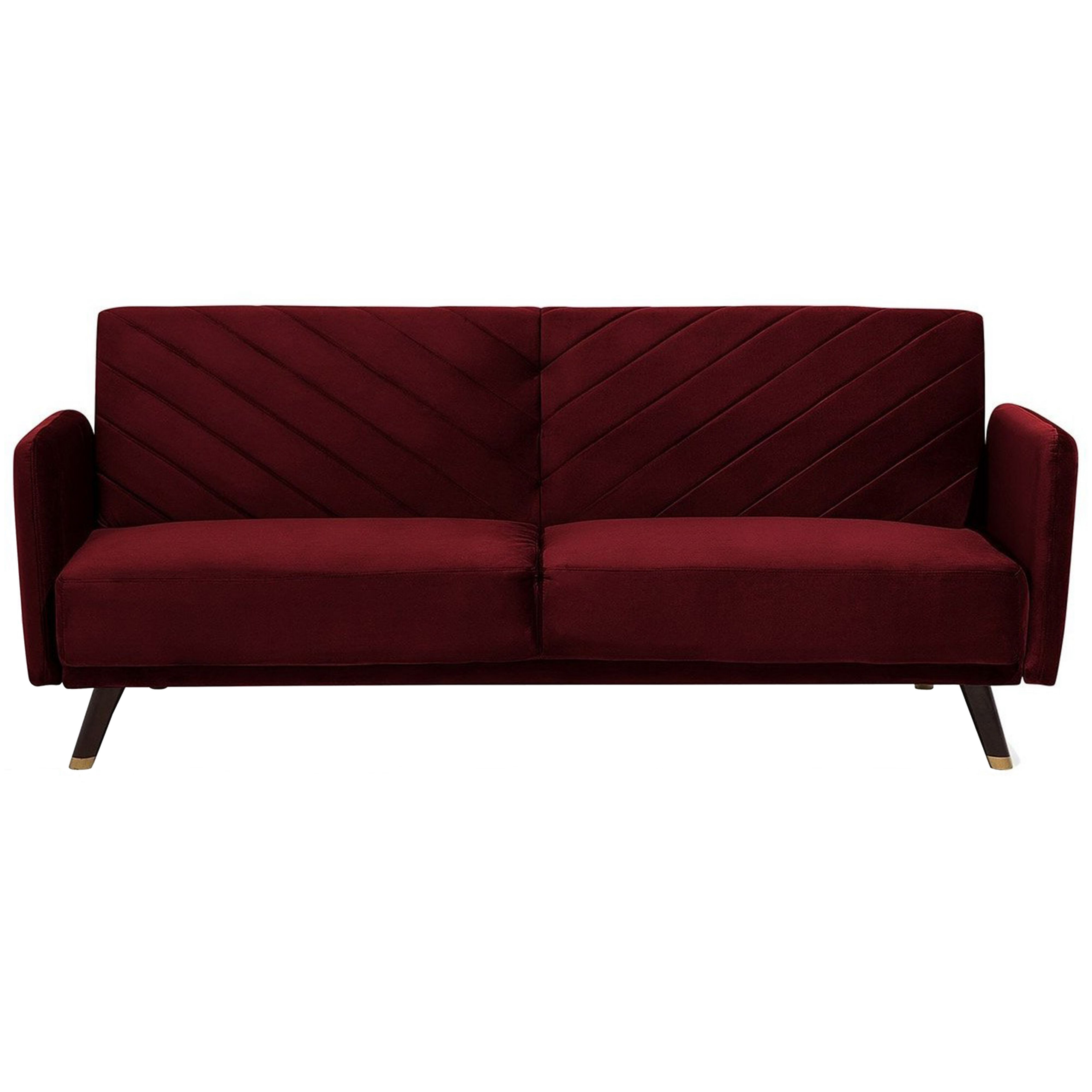 Bäddsoffa 3-sits SENJA Sammet Mörkröd