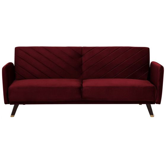 Bäddsoffa 3-sits SENJA Sammet Mörkröd