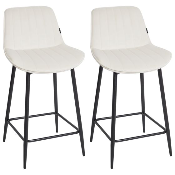 Set med 2 barstolar DUBROVNIK Sammet Ljusbeige