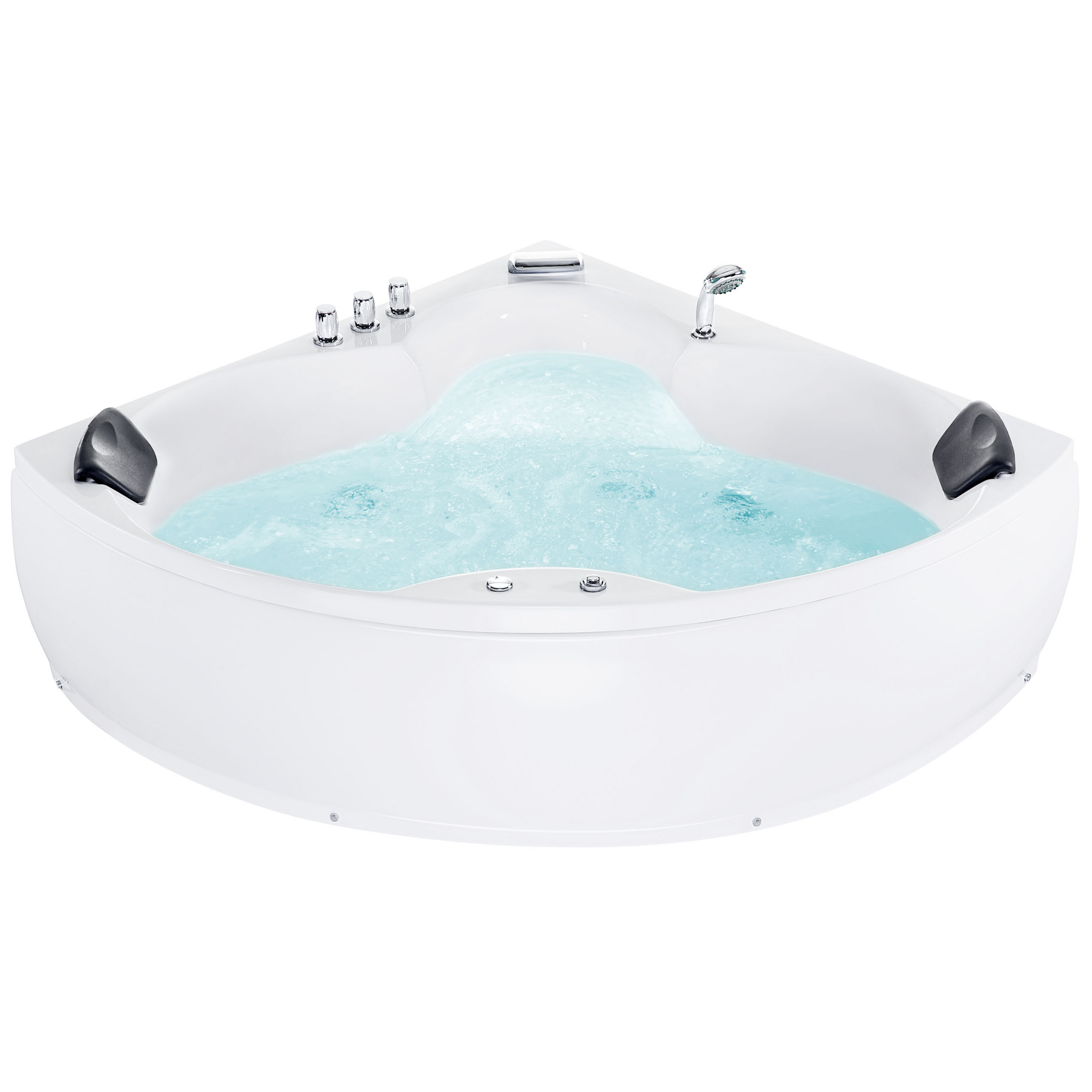 Hörnbubbelbadkar med LED SENADO 2050 x 1500 mm Vit