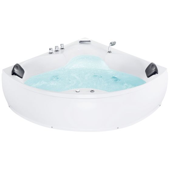 Hörnbubbelbadkar med LED SENADO 2050 x 1500 mm Vit