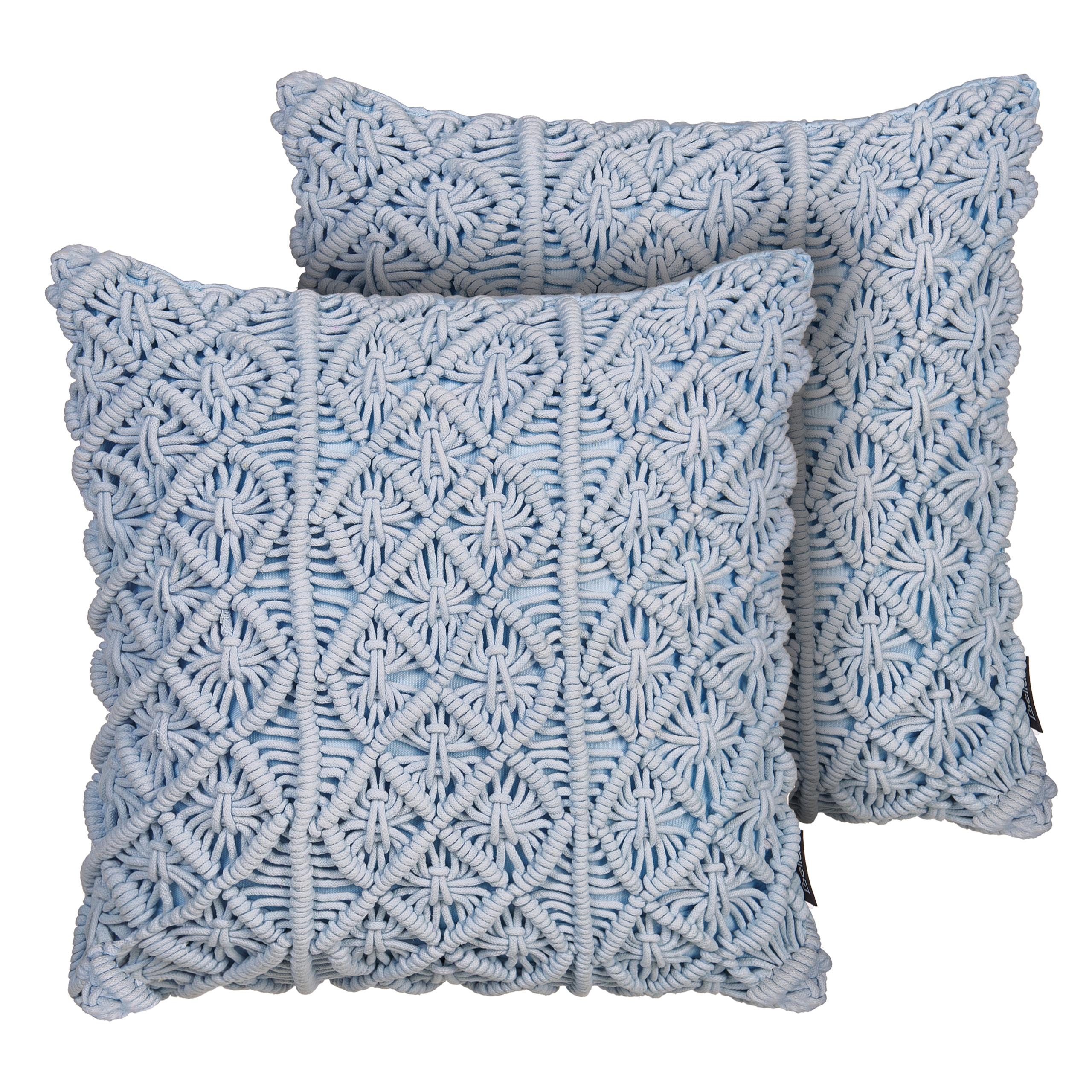 Set med 2 prydnadskuddar GOREME 45 x 45 cm Bouclé Blå Geometriskt tryck
