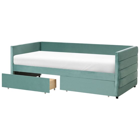 Dagbädd med förvaring MARRAY Sammet Mintgrön 90 x 200 cm
