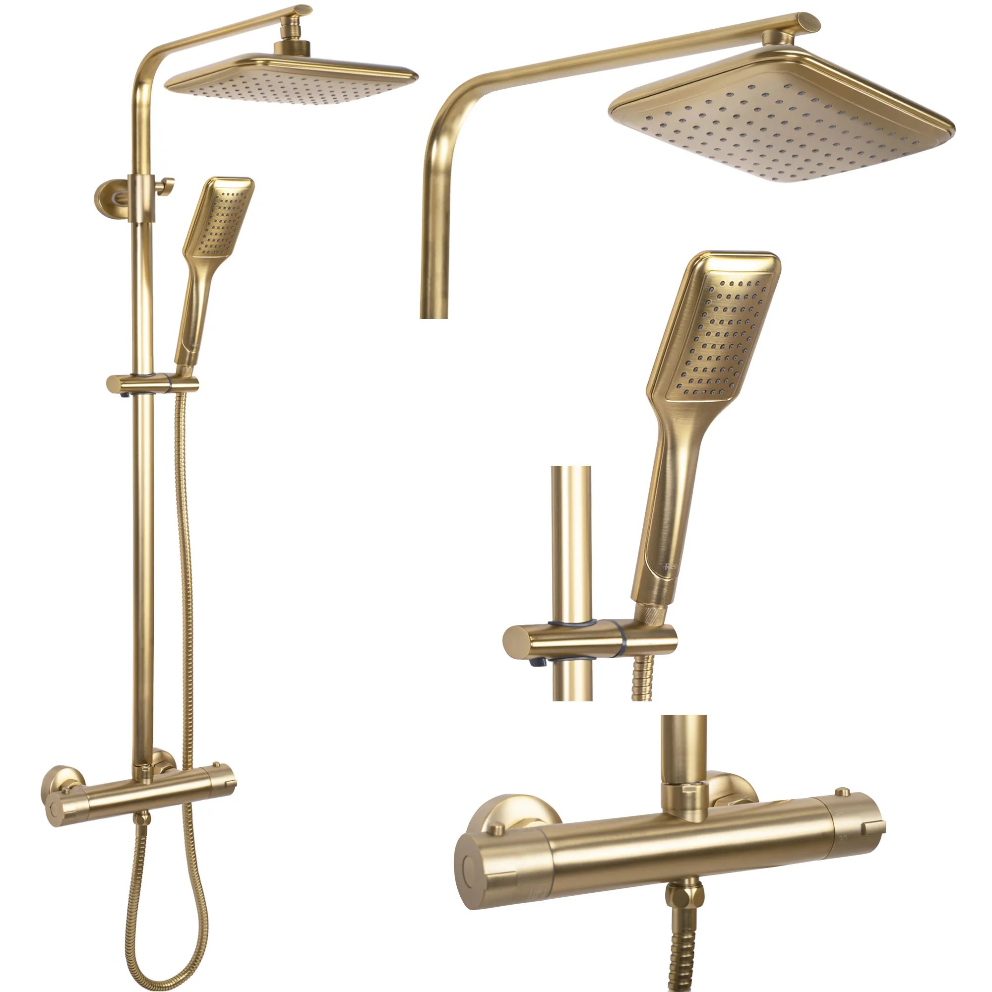 REA Duschset TOM Borstat Guld, 39x27,5x120cm