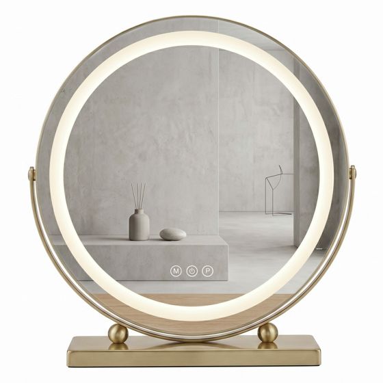 REA spegel Make-up 40cm LED Guld 12x4x43cm