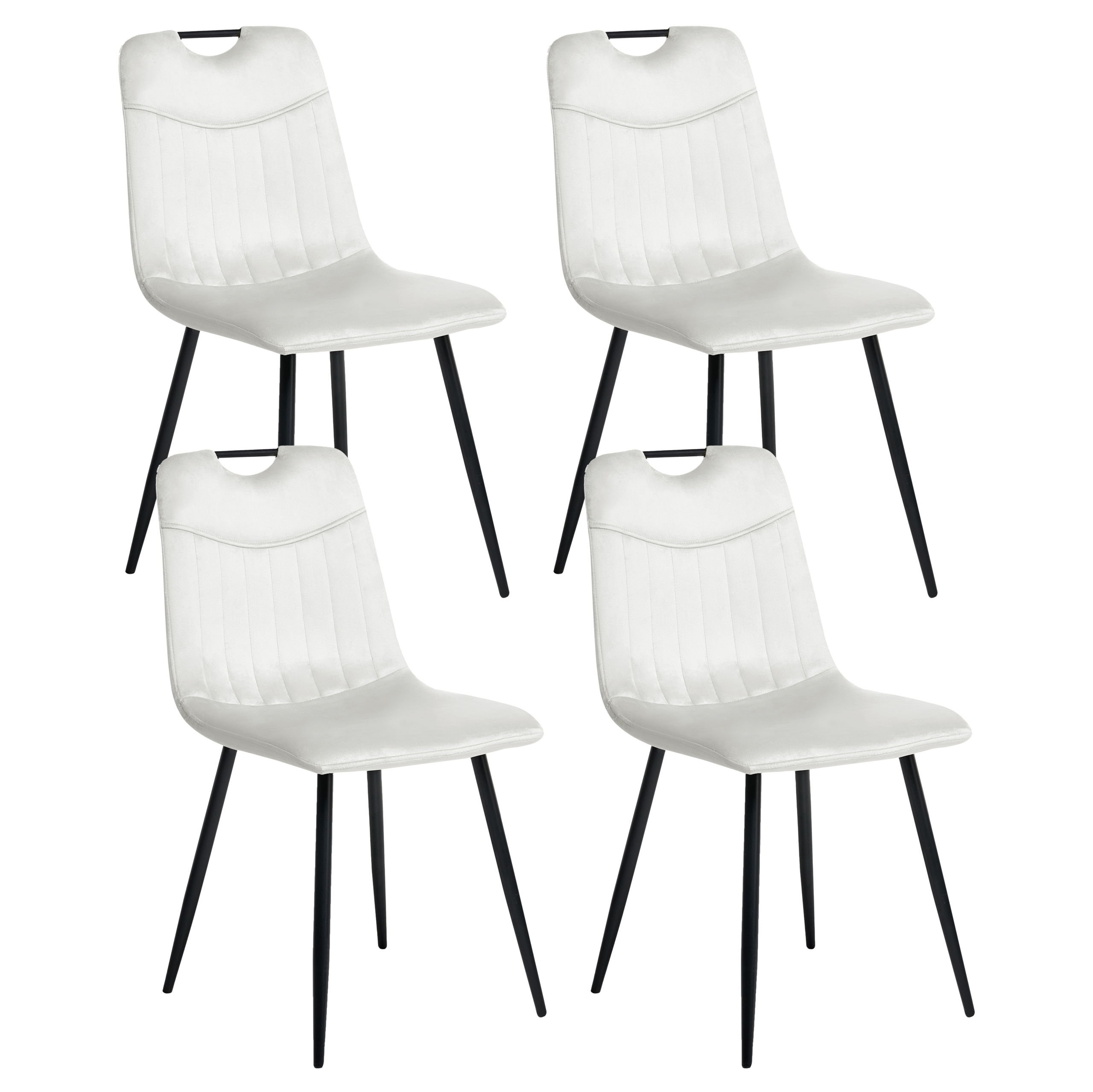 Set med 4 matstolar ARGYLE Sammet Off-White