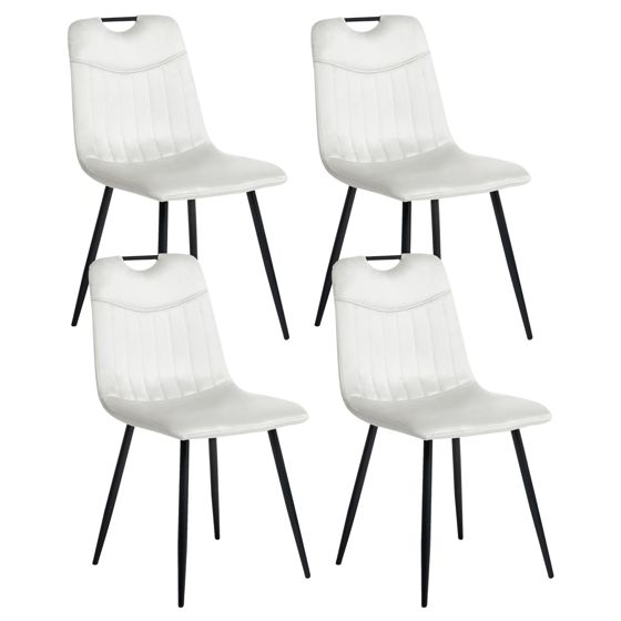 Set med 4 matstolar ARGYLE Sammet Off-White