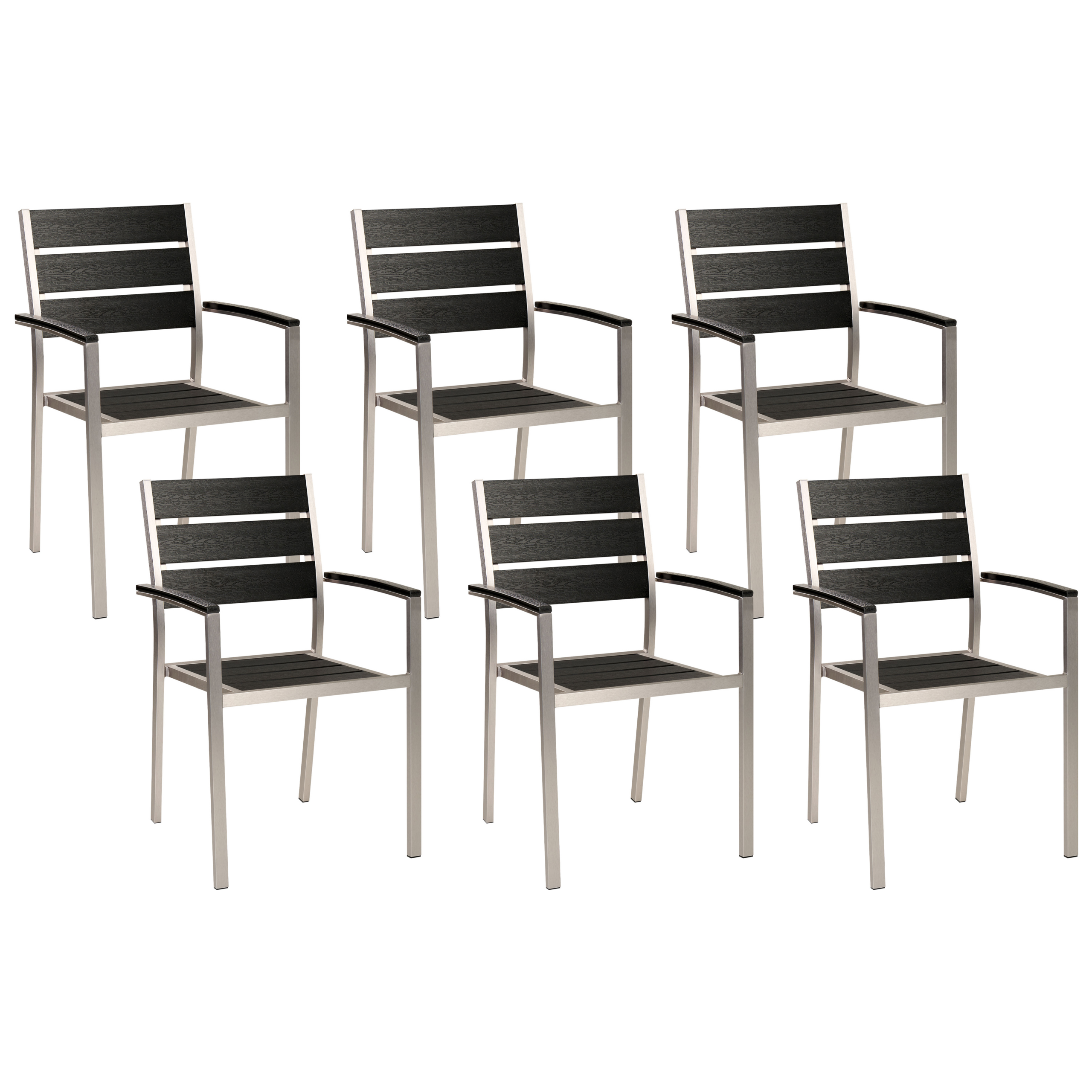 Set med 6 trädgårdsstolar VERNIO Svart/ Silver