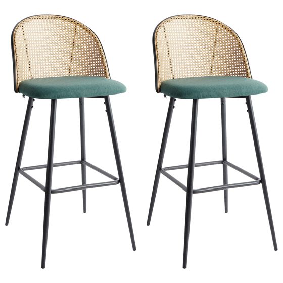 Set med 2 barstolar CORNELL Metall Grön