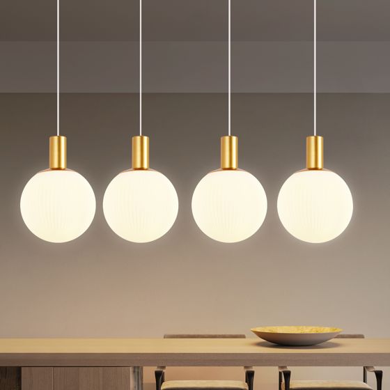 NETTLIFE glas, pendellampa, E27, 4 lampor, hängande, pendellampa, justerbar höjd, modern, pendellampa