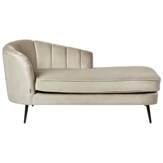Vänstervänd schäslong ALLIER Sammet Beige